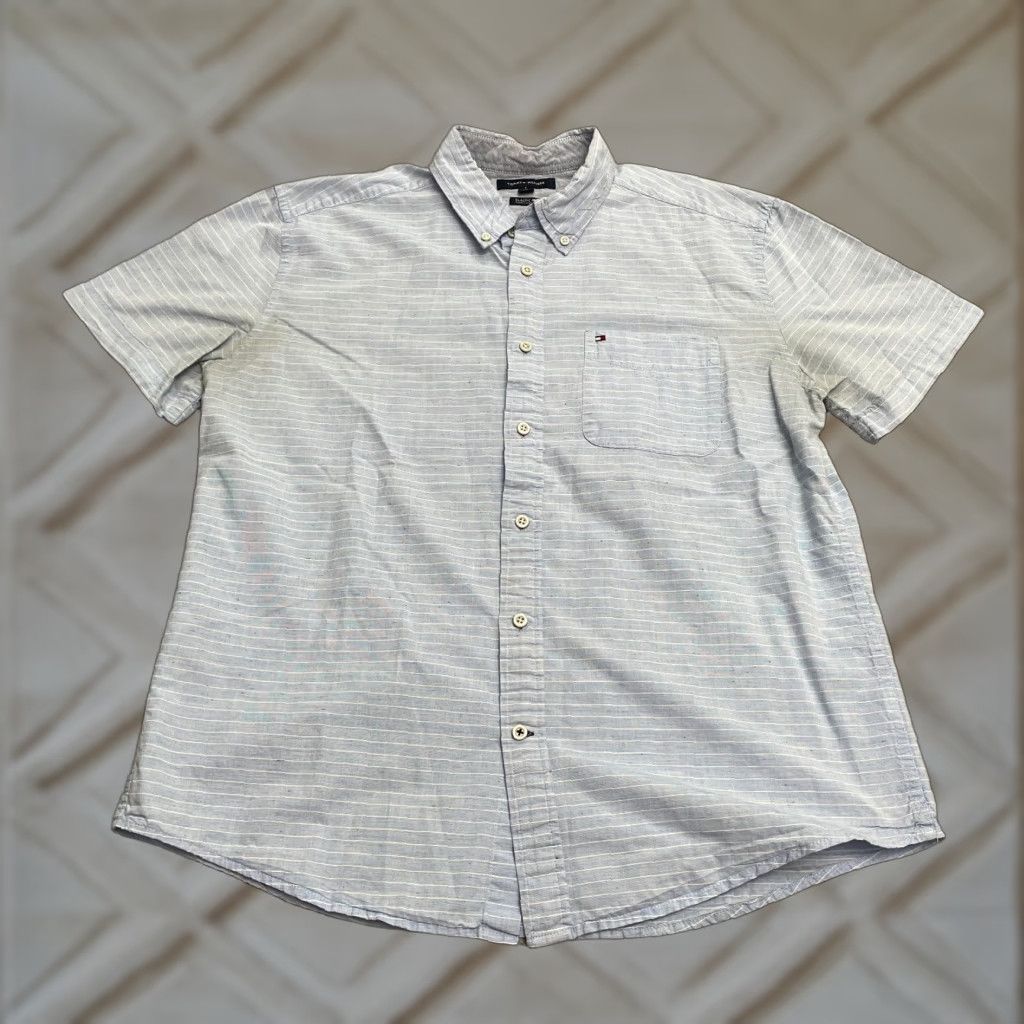Tommy Hilfiger Tommy Hilfiger Classic Fit Shirt Men L Blue White Stripe Short Sleeve Casual Size US L / EU 52-54 / 3 - 1 Thumbnail