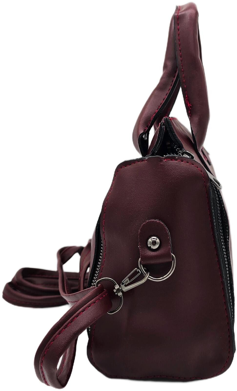 The Unbranded Brand Elegant Burgundy Faux Leather Handbag with Detachable Strap Size ONE SIZE - 5 Thumbnail