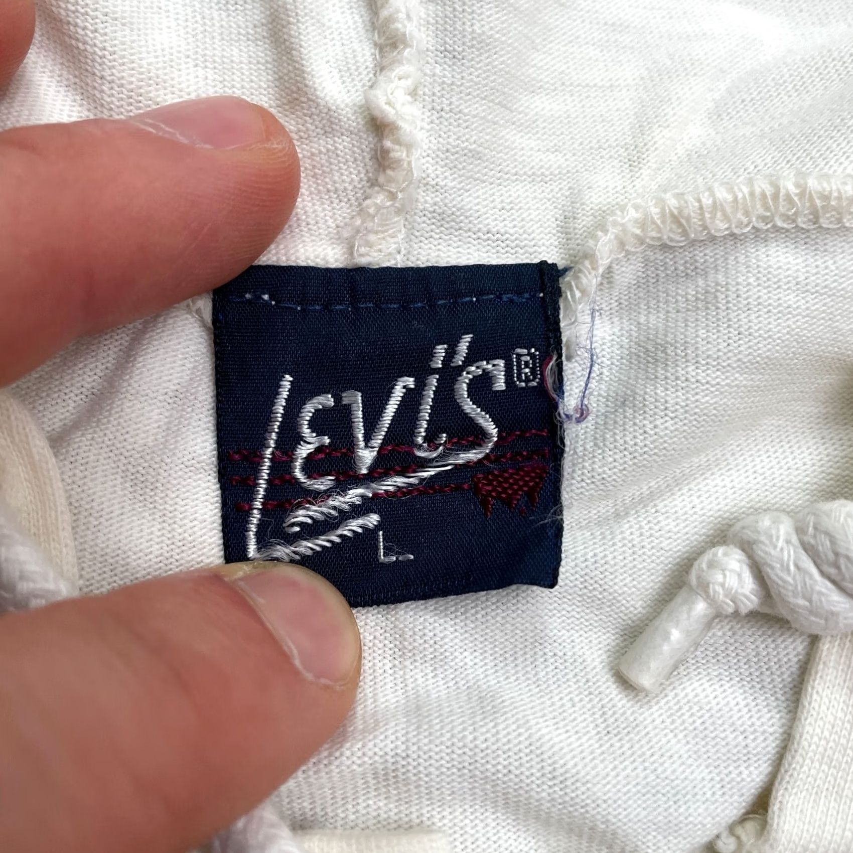 Levi's VINTAGE LEvi's Hoodie Sweatshirt Mens Large Ivory Pockets Casual 90s Size XL / US 12-14 / IT 48-50 - 7 Thumbnail