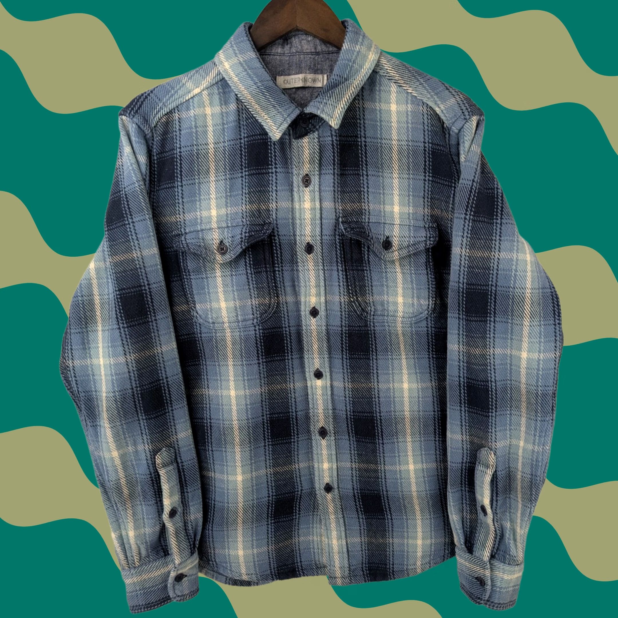 Outerknown Outerknown Blanket Shirt Flannel Puget Plaid Organic Cotton Sz Large Shacket Blue Long Sleeve Button-Up Men’s Size US L / EU 52-54 / 3 - 1 Thumbnail