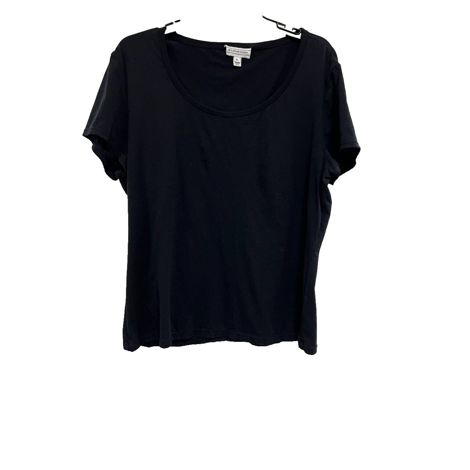 St. John ST. JOHN SPORT Solid Black Santana Scoop Neck Top XL A000037 Size XL / US 12-14 / IT 48-50 - 2 Thumbnail