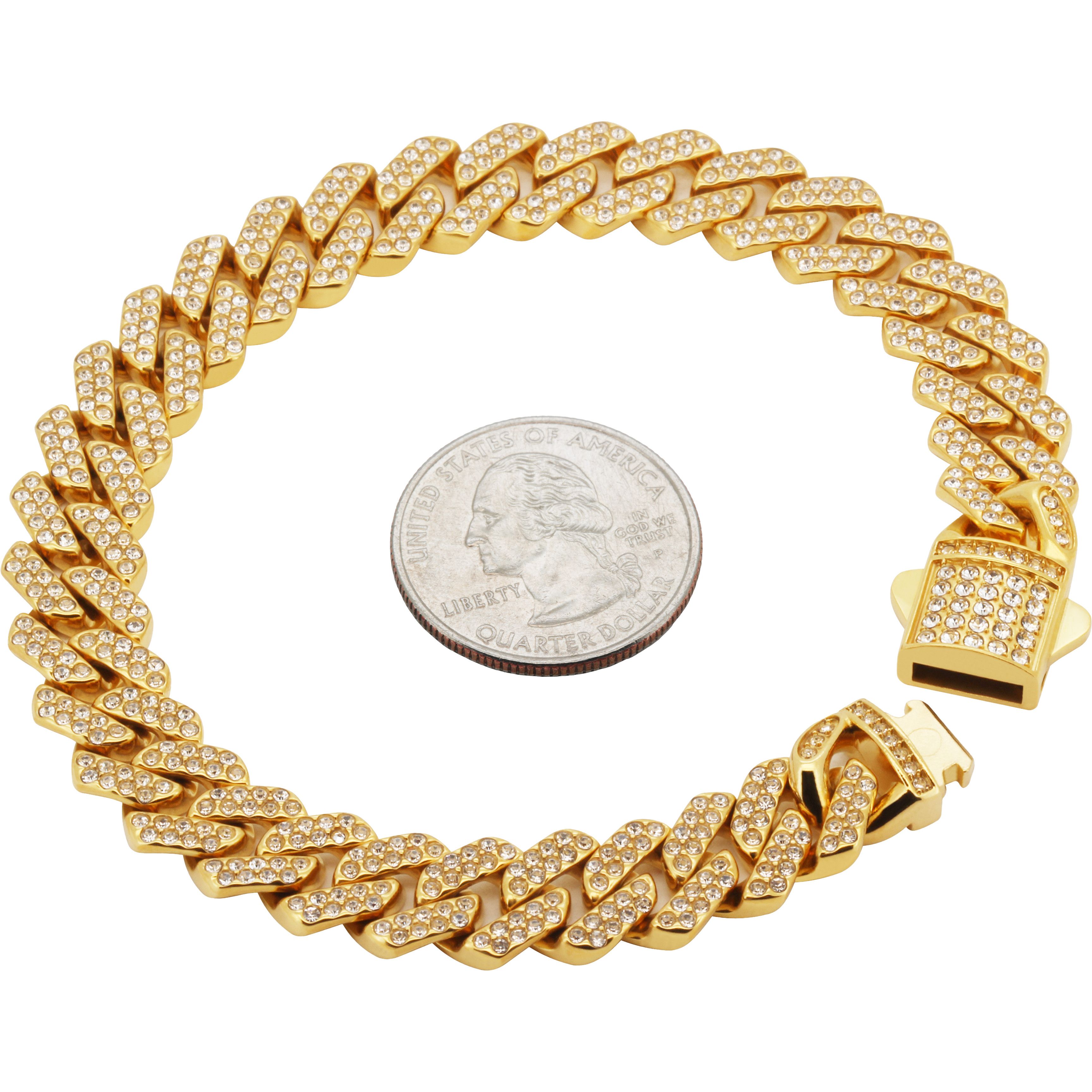 Other 316L SS 18k GP AAA CZ 10mm Cuban Link Bracelet 8.2” Size ONE SIZE - 1 Thumbnail