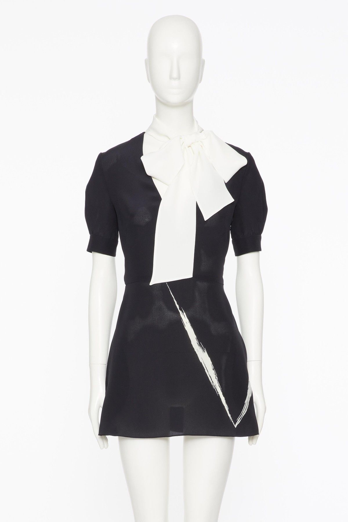 Valentino o1s1wg110525 Bicolor Ribbon Dress in Navy Blue Size S / US 4 / IT 40 - 1 Thumbnail