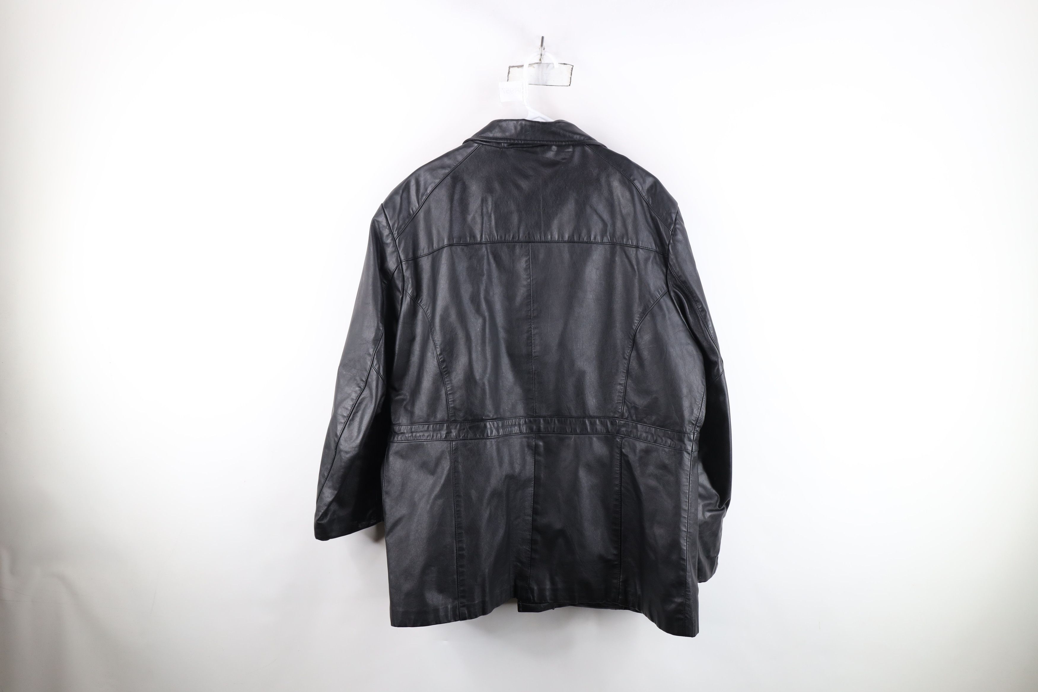 Vintage Vintage 70s Streetwear Button Leather Jacket Coat Black Size US XXL / EU 58 / 5 - 14 Thumbnail