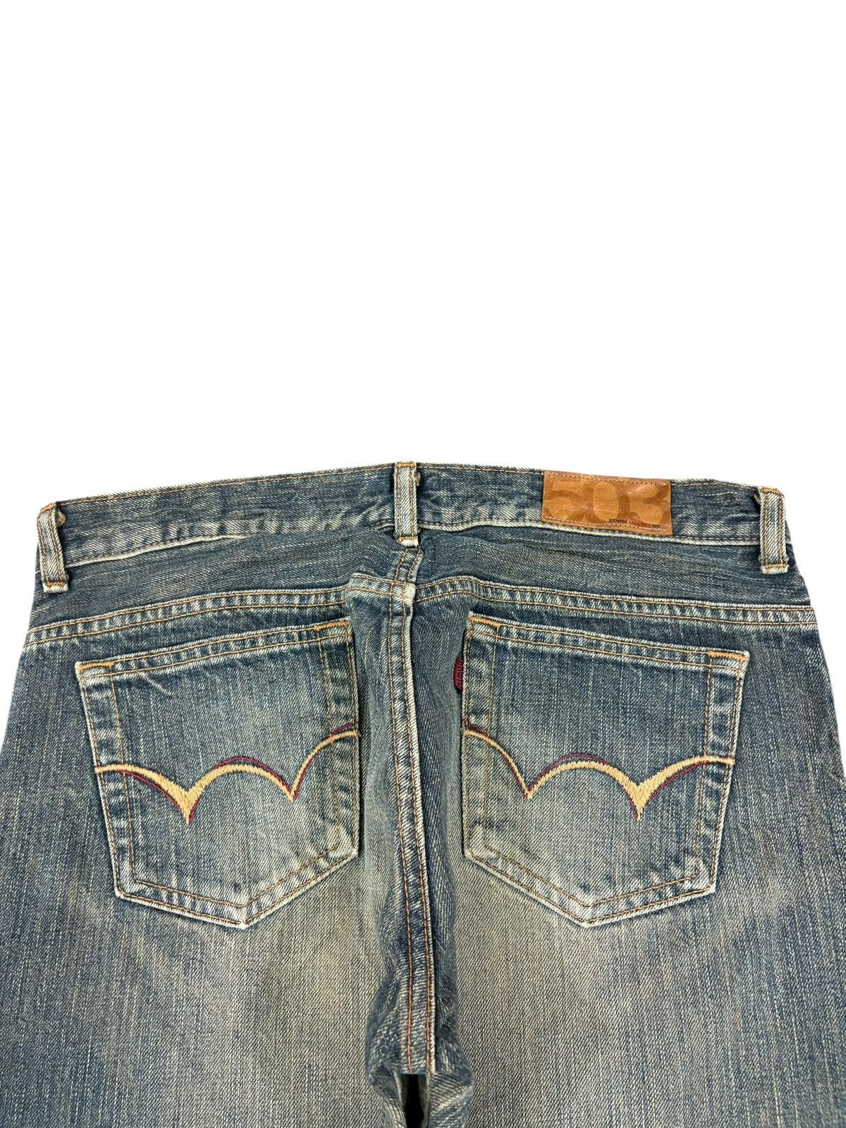 Edwin Vintage Japanese Edwin 503 Mud Wash Distressed Flare Jeans Size 32" / US 10 / IT 46 - 8 Thumbnail