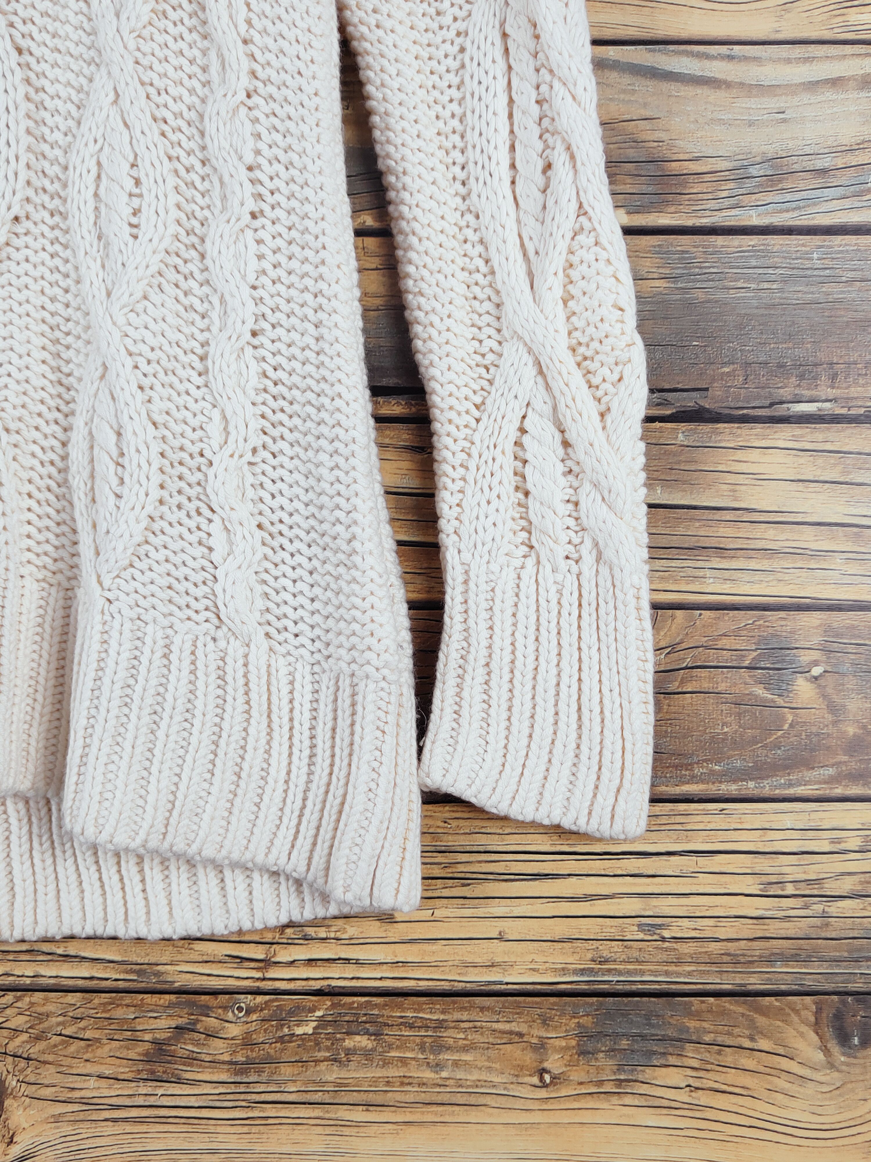 Aran Isles Knitwear × Japanese Brand × Talbots Talbots Cream aran isle cable Knitwear Sweatshirts #W1176 Size M / US 6-8 / IT 42-44 - 6 Thumbnail