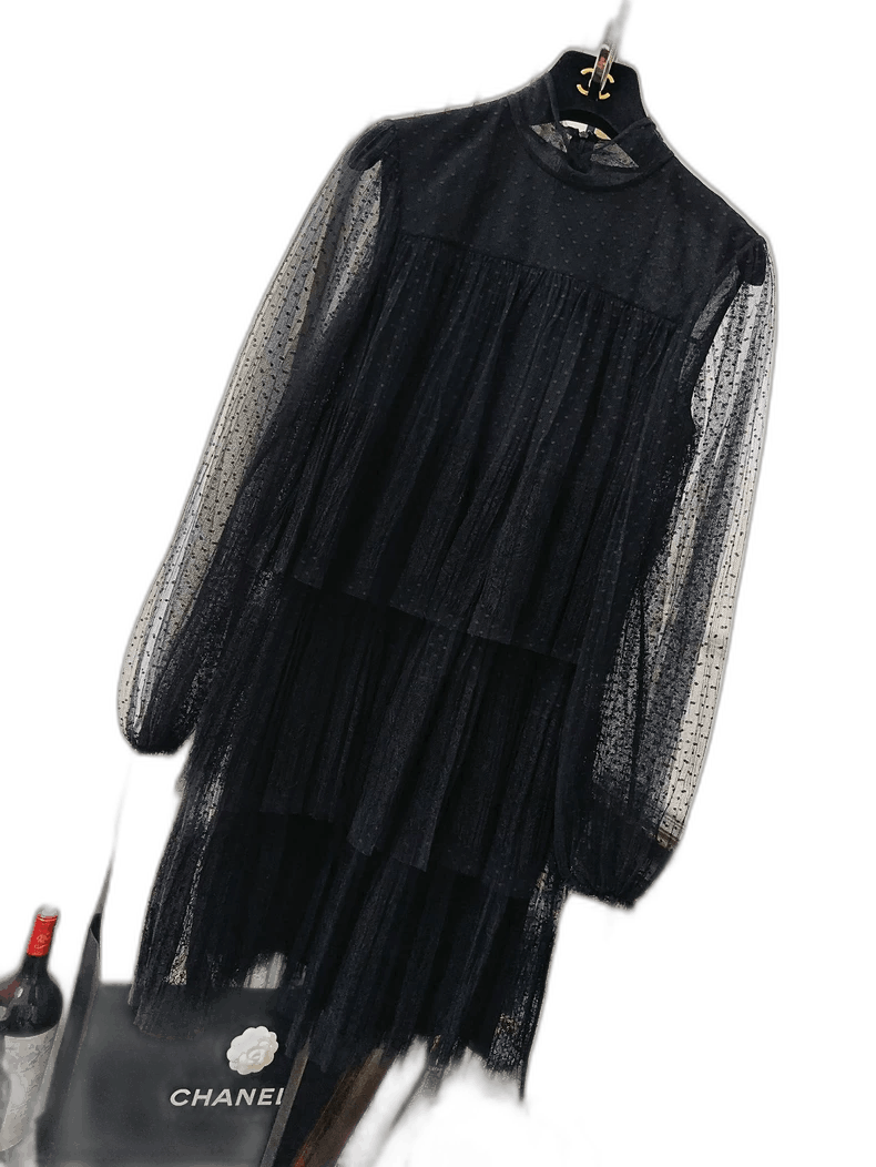 Valentino Valentino Black Lace Ruffle Embroidered Dress Size M / US 6-8 / IT 42-44 - 1 Thumbnail