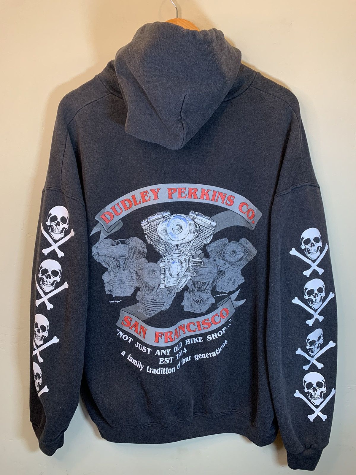 Lee *RARE* Vintage 90’s Harley Davidson Smoke Em Skull SF Hoodie Size US XL / EU 56 / 4 - 2 Thumbnail