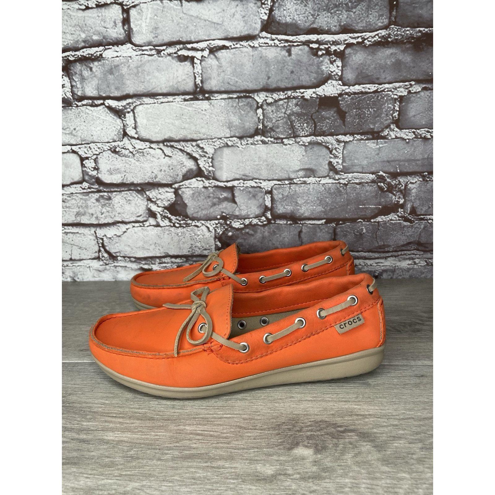 Crocs CROCS Beach Line Orange Synthetic Slip on Boat Loafers Women Size US 8 / IT 38 - 13 Thumbnail