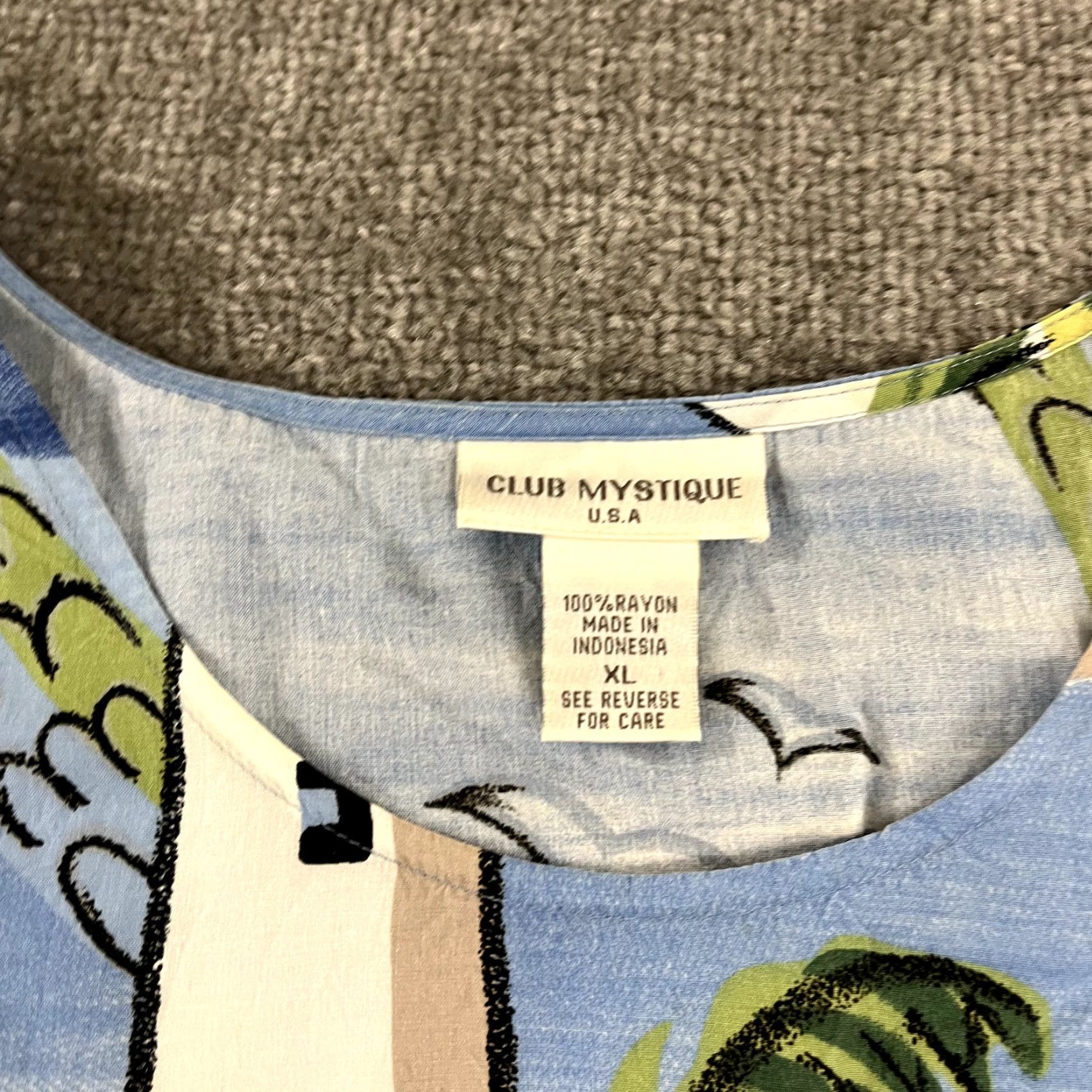 Vintage VINTAGE CLUB MYSTIQUE Top Womens XL Blue Beach Hawaiian Tropical 33" Micro Dress Tunic Size XL / US 12-14 / IT 48-50 - 2 Thumbnail