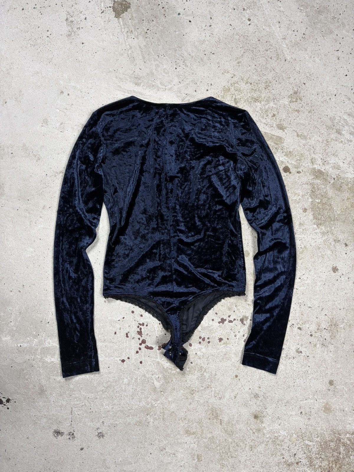 Jil Sander Vintage 90s Jil Sander + Navy Velvet V Neck Body Top Size M / US 6-8 / IT 42-44 - 2 Thumbnail