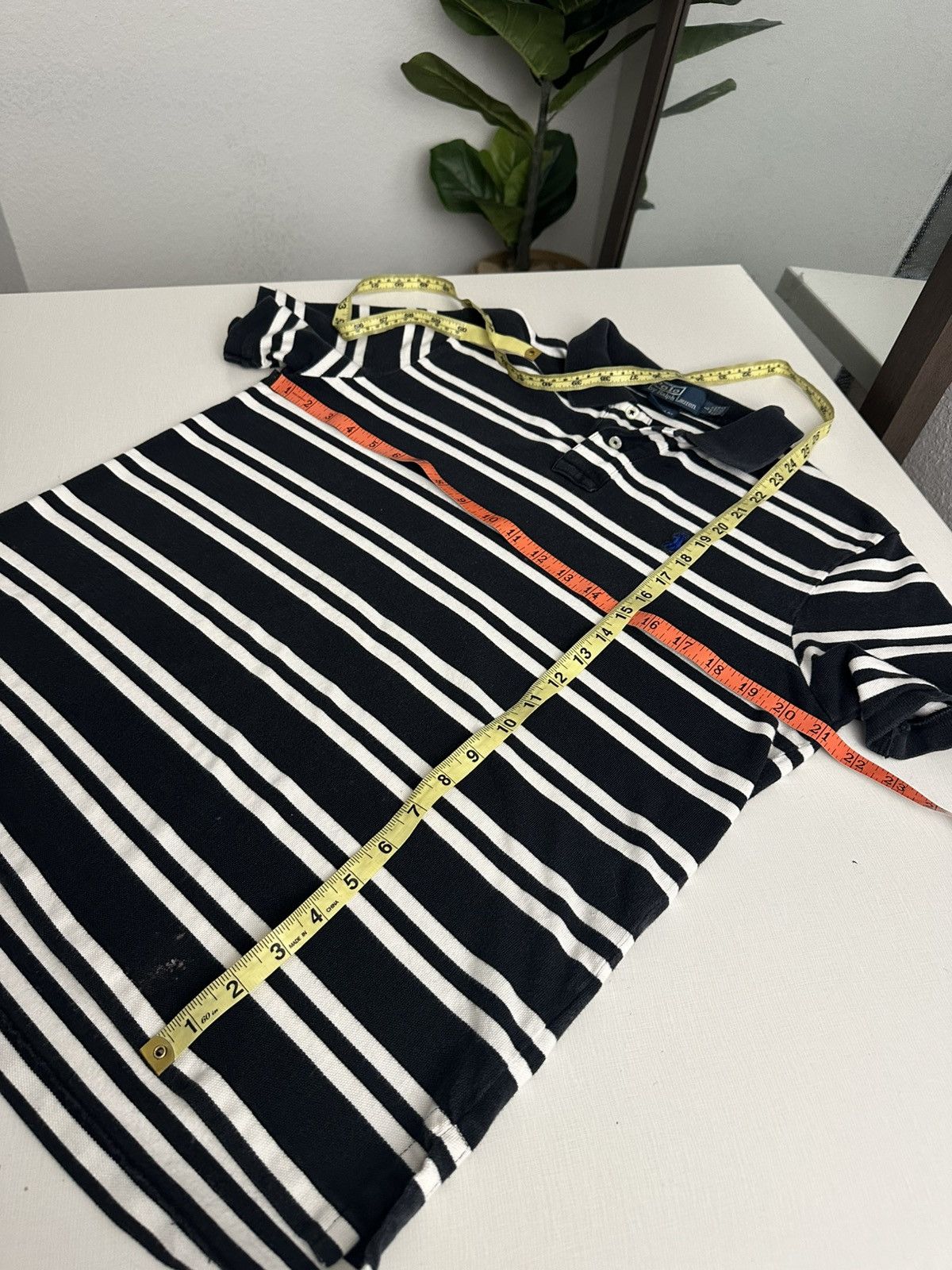 Vintage Vintage 90s Polo Ralph Lauren B&W Striped Polo Shirt Size US L / EU 52-54 / 3 - 4 Thumbnail