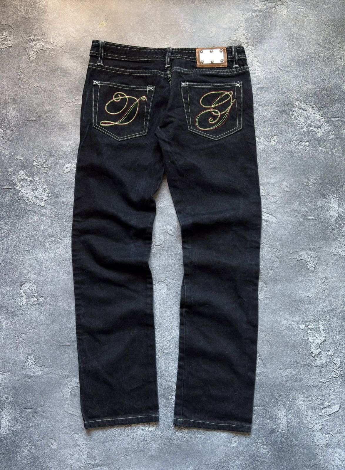 Dolce & Gabbana Vintage 00s Dolce&Gabbana Y2K DG Big Logo Embroidered Jeans Size 29" - 1 Thumbnail