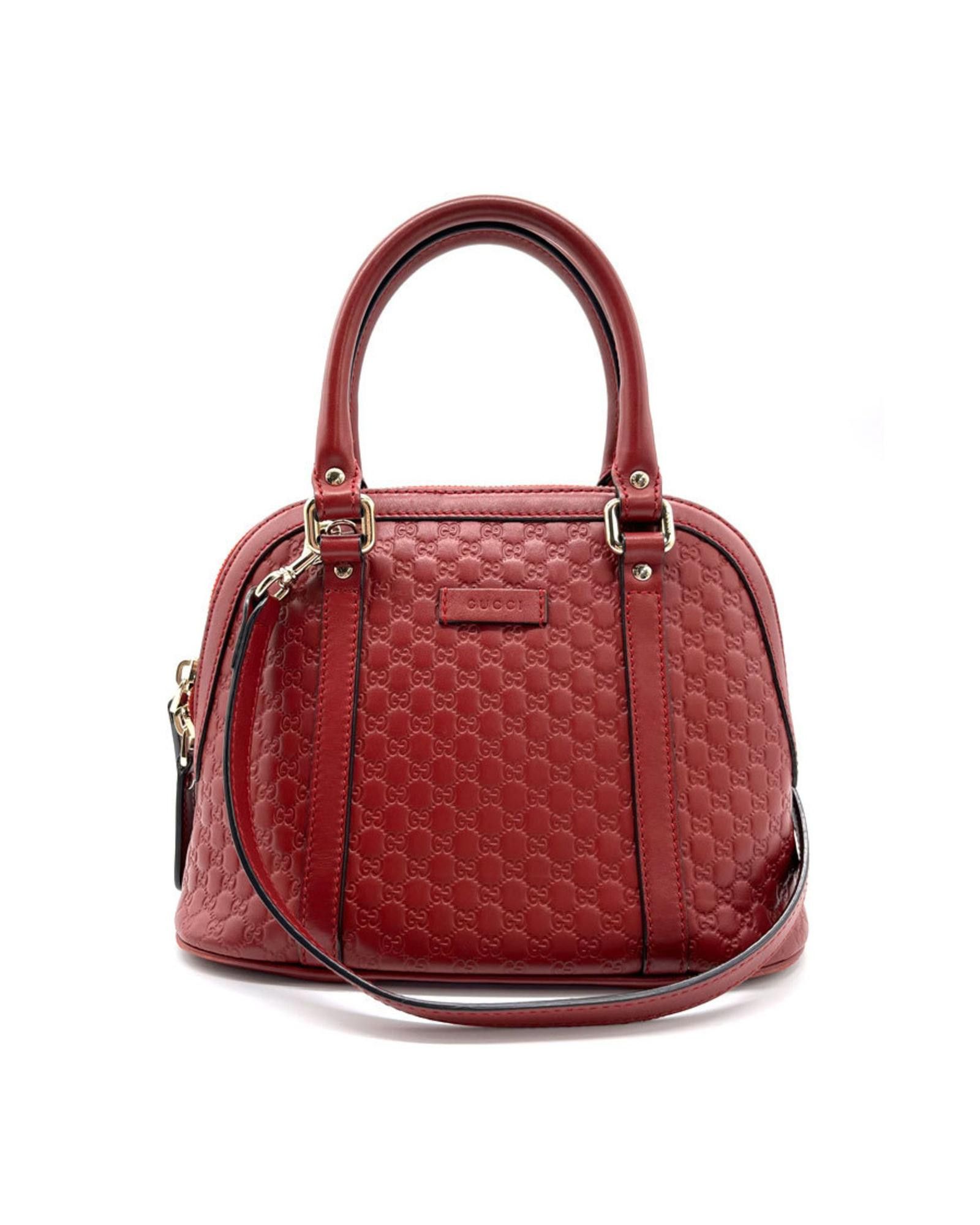 image of Gucci Red Leather Dome Handbag, Women's