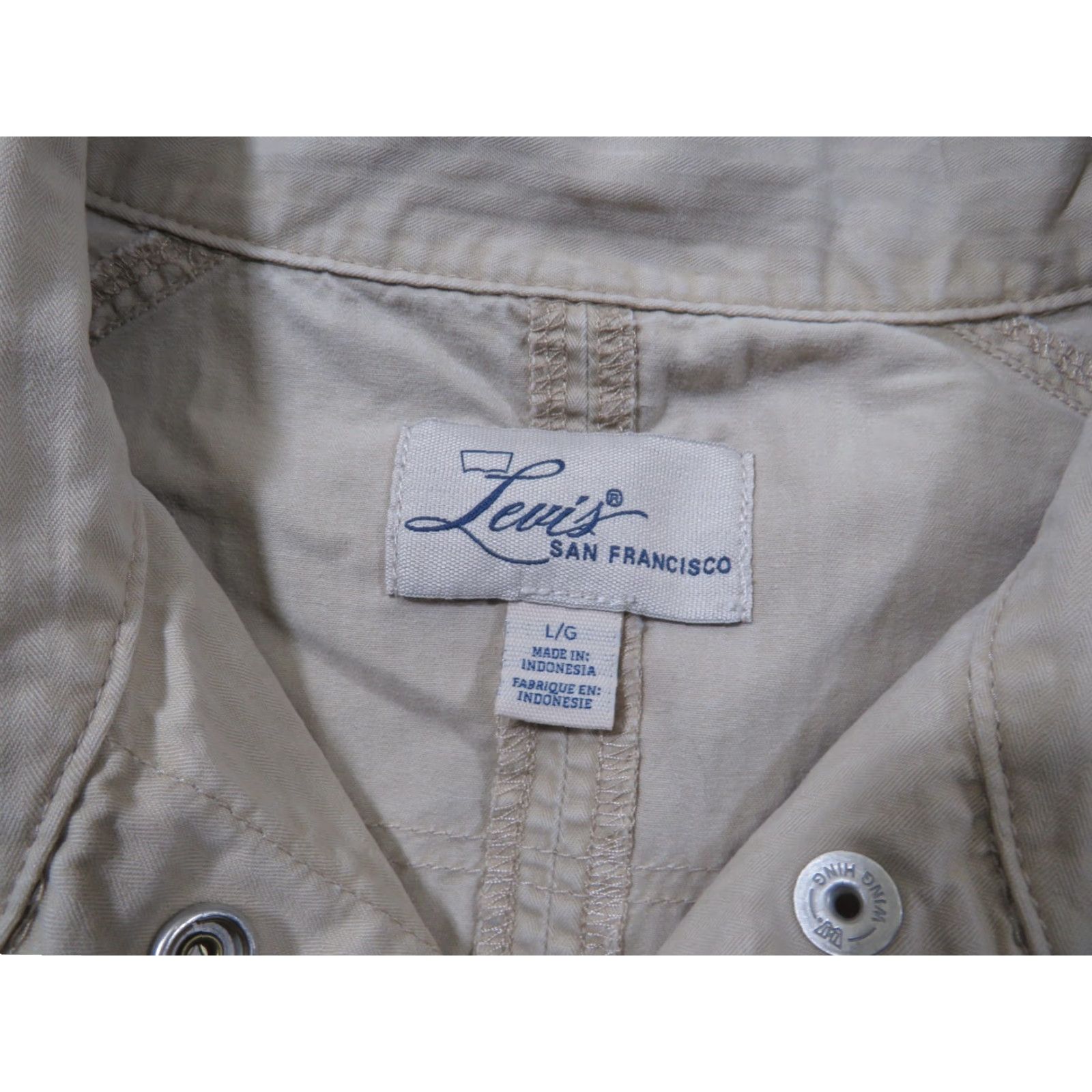 Levi's Levi's Women's L Jacket Tan Beige Snap Front Lightweight Cotton Canvas Casual Long Sleeve Pockets Regular Fit Size L / US 10 / IT 46 - 4 Thumbnail