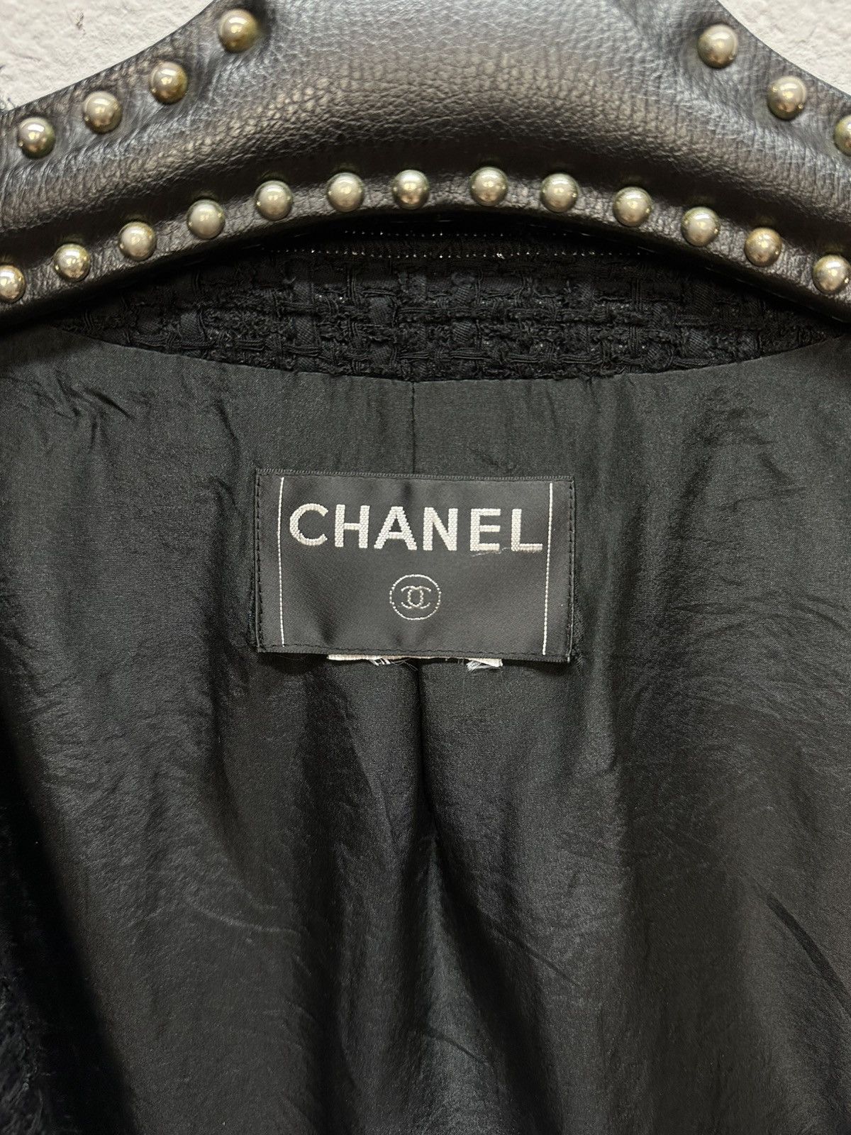 Chanel Authentic CHANEL Tweed Blazer Jacket Cotton Logo Black Size S / US 4 / IT 40 - 17 Thumbnail