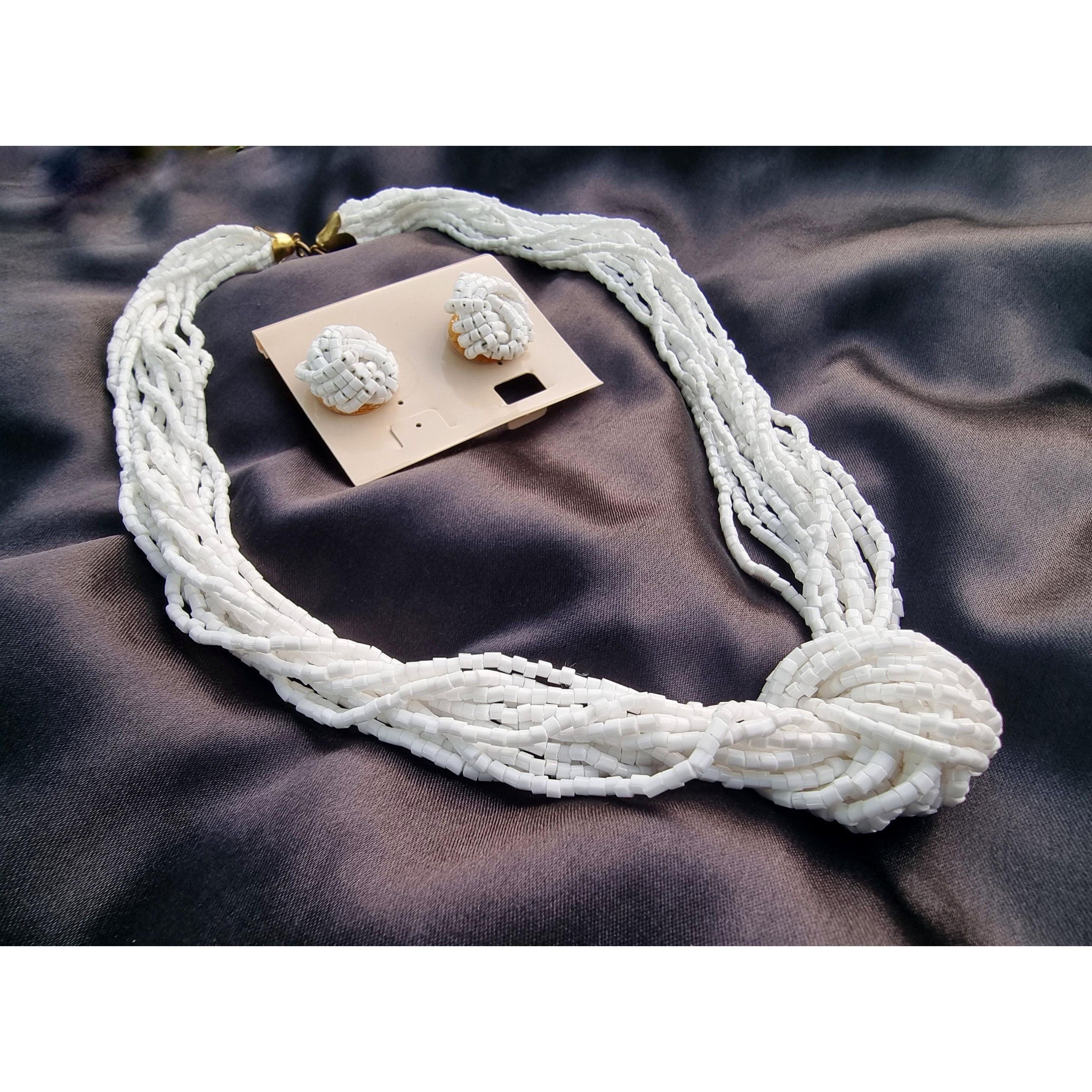 Other Vintage Milk White Glass Strands Beaded Necklace Earrings Je Size ONE SIZE - 4 Thumbnail