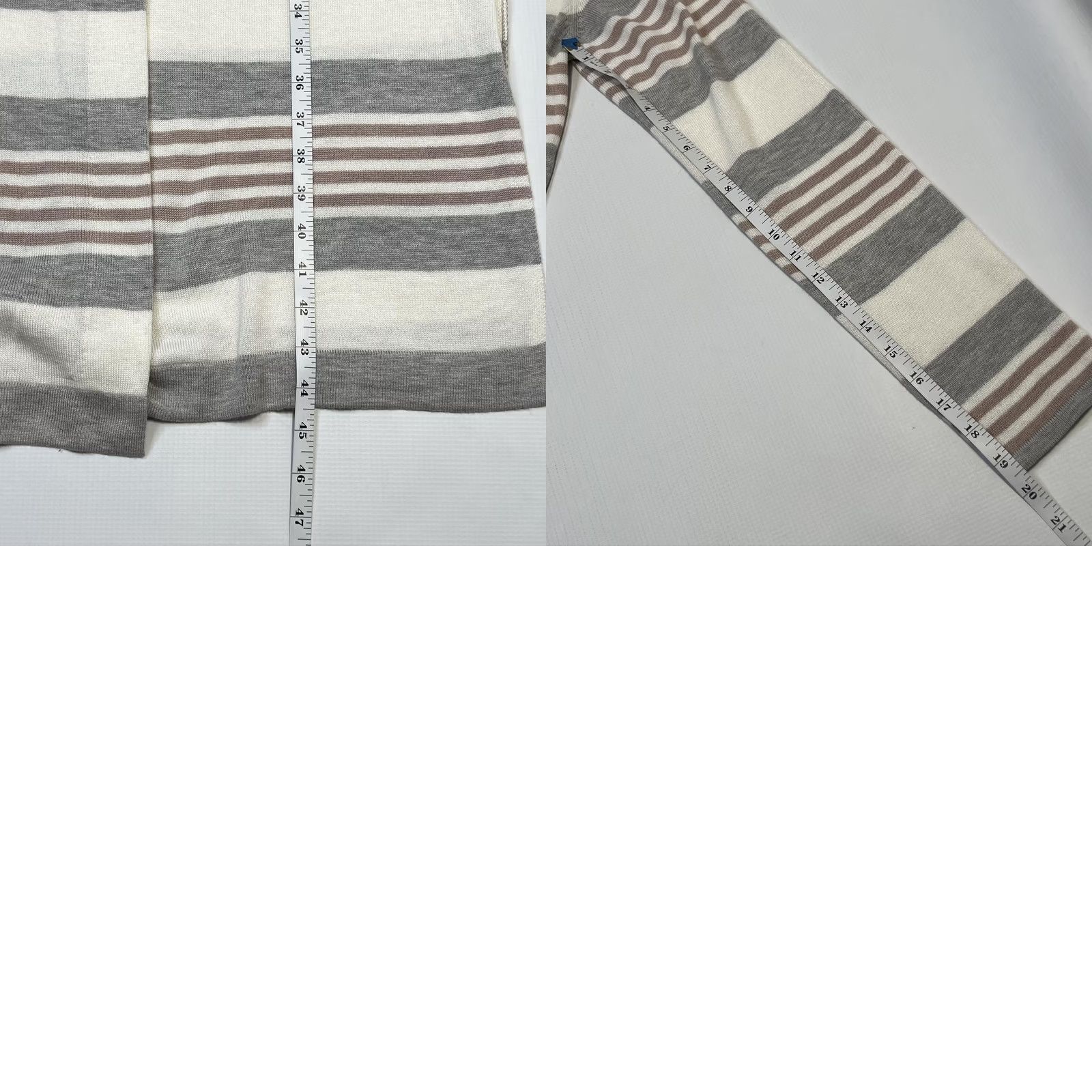 Vintage Laurie Felt Cardigan Womens M Striped Long Open Knit Sweater Cashmere blend Size M / US 6-8 / IT 42-44 - 8 Thumbnail