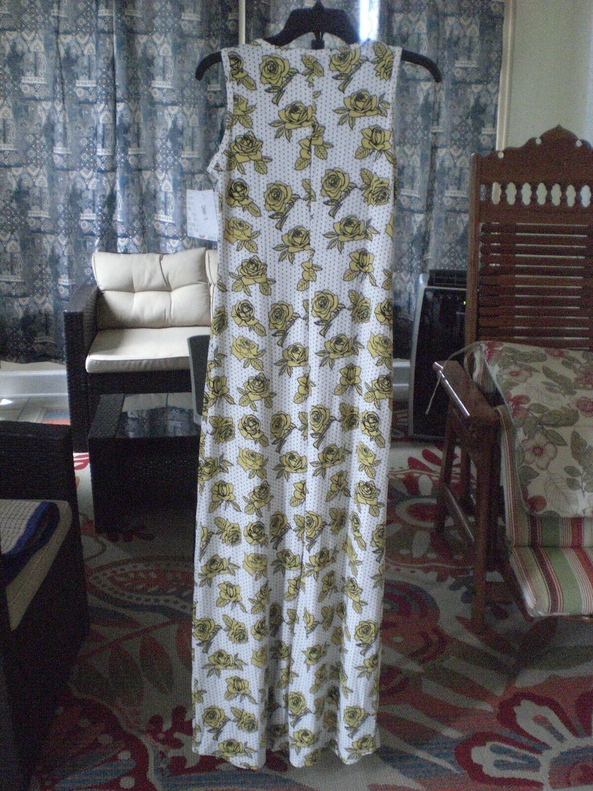 Other NWT LuLaRoe Dani MaxiDress White w/Black Yellow Floral SMALL Size S / US 4 / IT 40 - 6 Thumbnail