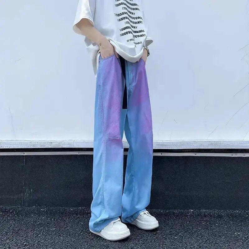 Japanese Brand Retro loose gradient rainbow straight leg jeans Size US 32 / EU 48 - 1 Thumbnail