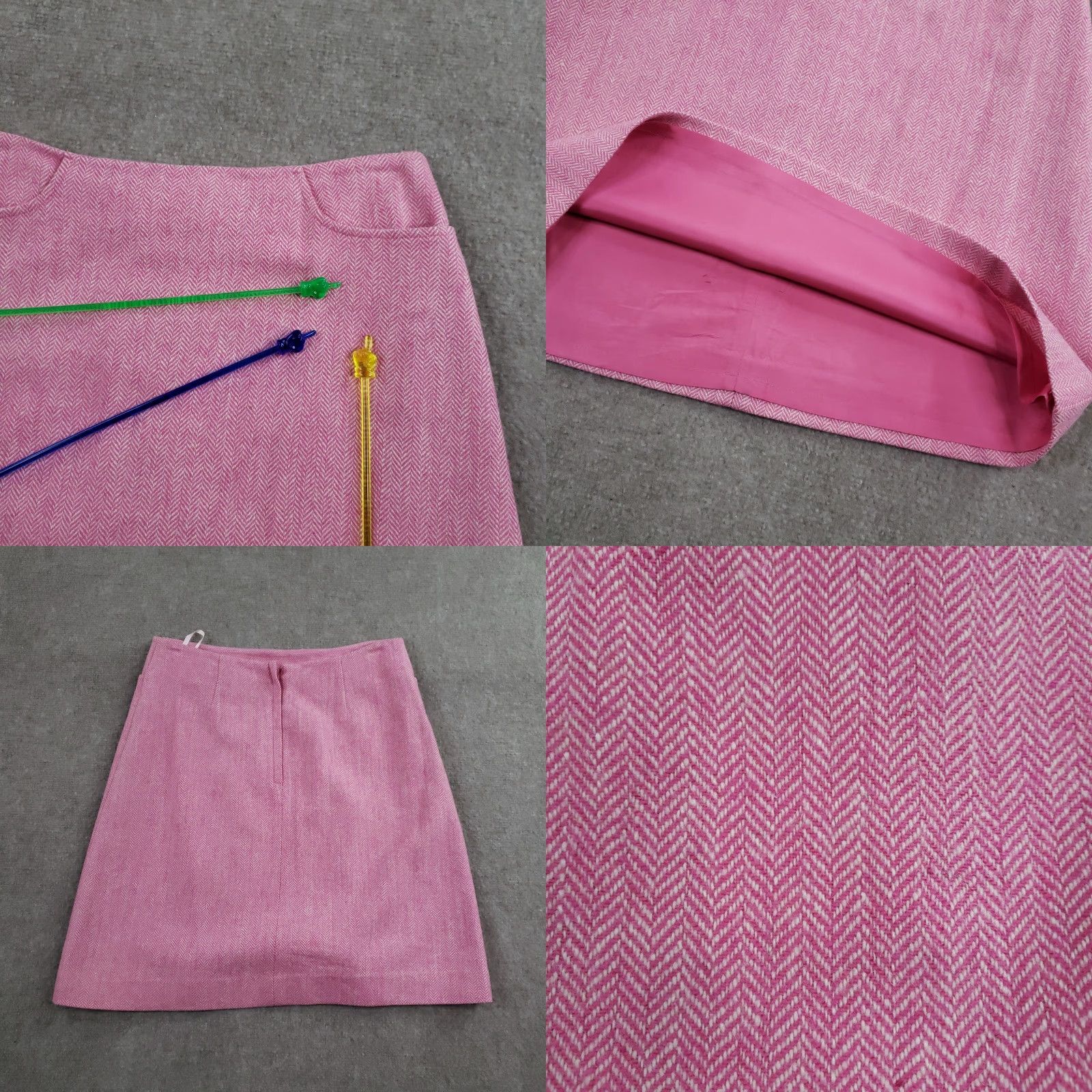 Lilly Pulitzer VINTAGE Lilly Pulitzer Skirt Womens 4 Pink Herringbone Tweed Wool A-Line Lined Pockets Size 27" / US 4 / IT 40 - 8 Thumbnail