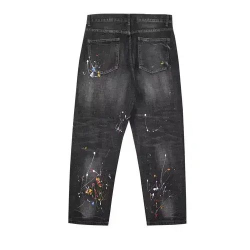 Japanese Brand 20AW Indigo Union Japan Washed Black Denim Splash Ink Pants Size US 32 / EU 48 - 2 Thumbnail