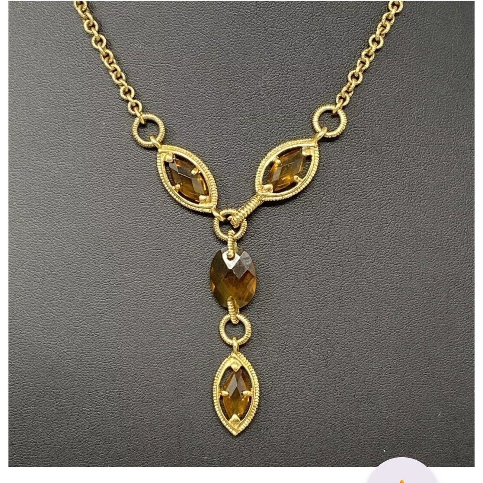 Monet Monet Necklace Vintage Gold Tone Brown Station Y Drop Size ONE SIZE - 19 Thumbnail