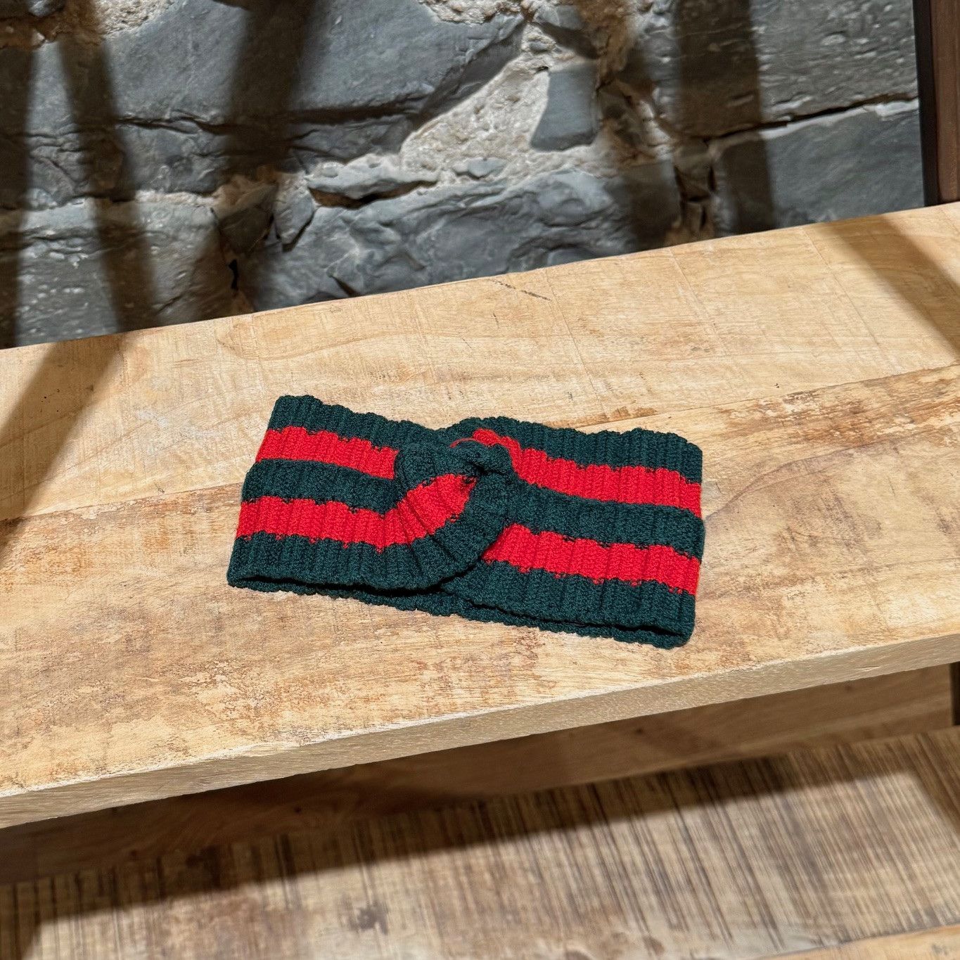 Gucci Gucci Green Red Web Knit Headband Size ONE SIZE - 1 Thumbnail