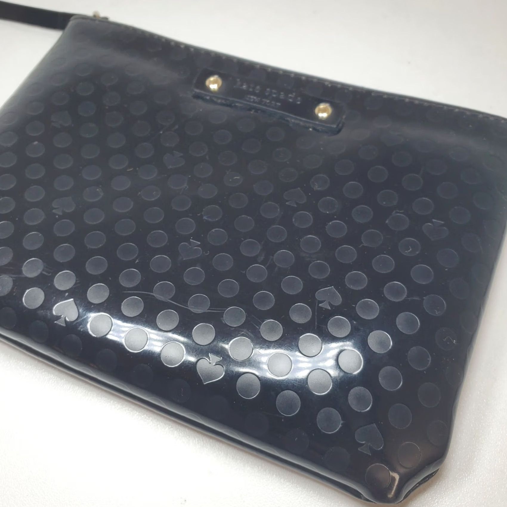 Vintage KATE SPADE NY Beale Street Mini Pouch Black Embossed Patent Coin Card Holder Size ONE SIZE - 3 Thumbnail