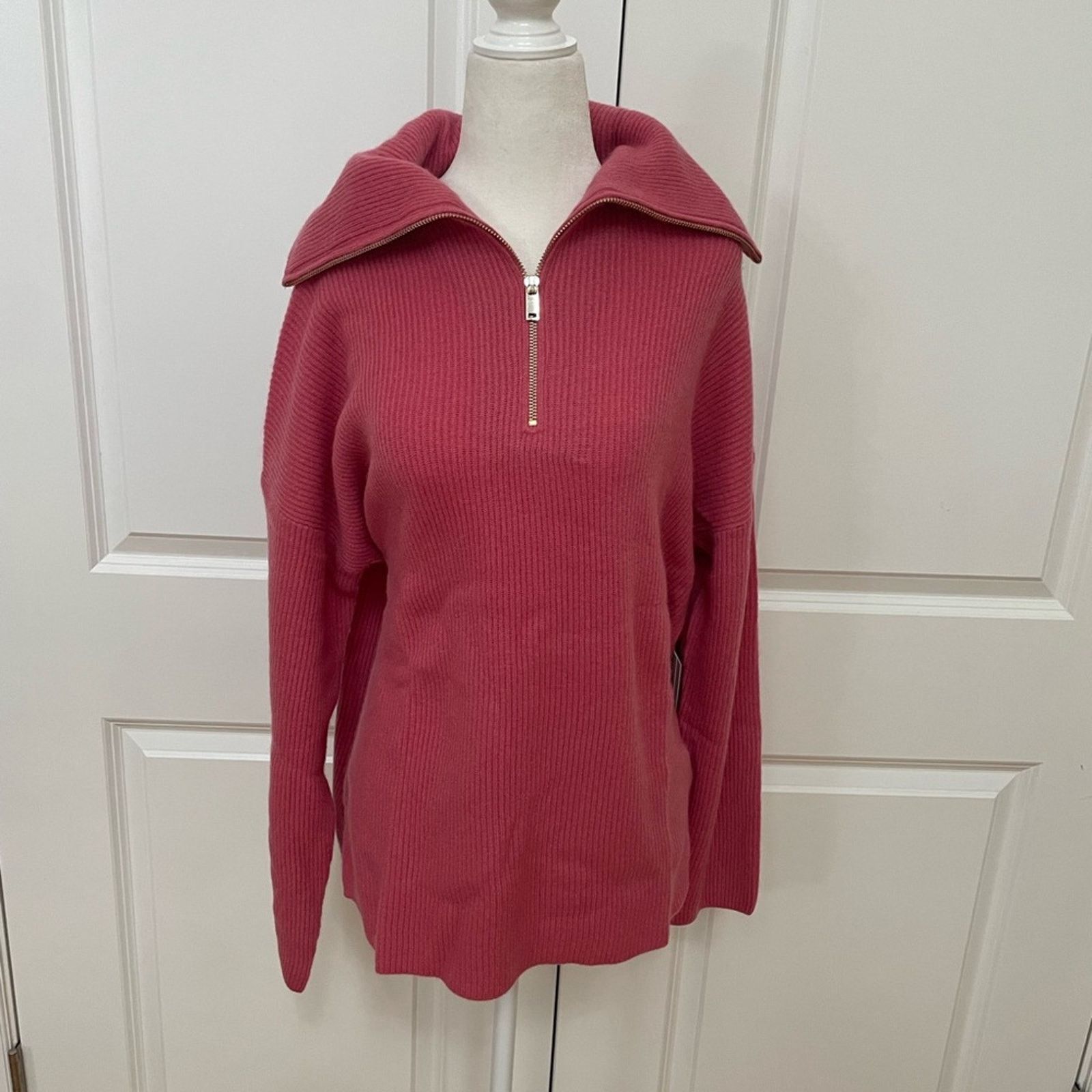 Rachel Zoe Ribbed 2-Ply Cashmere Sweater - Zip Neck from Rachel Zoe Size L / US 10 / IT 46 - 1 Thumbnail