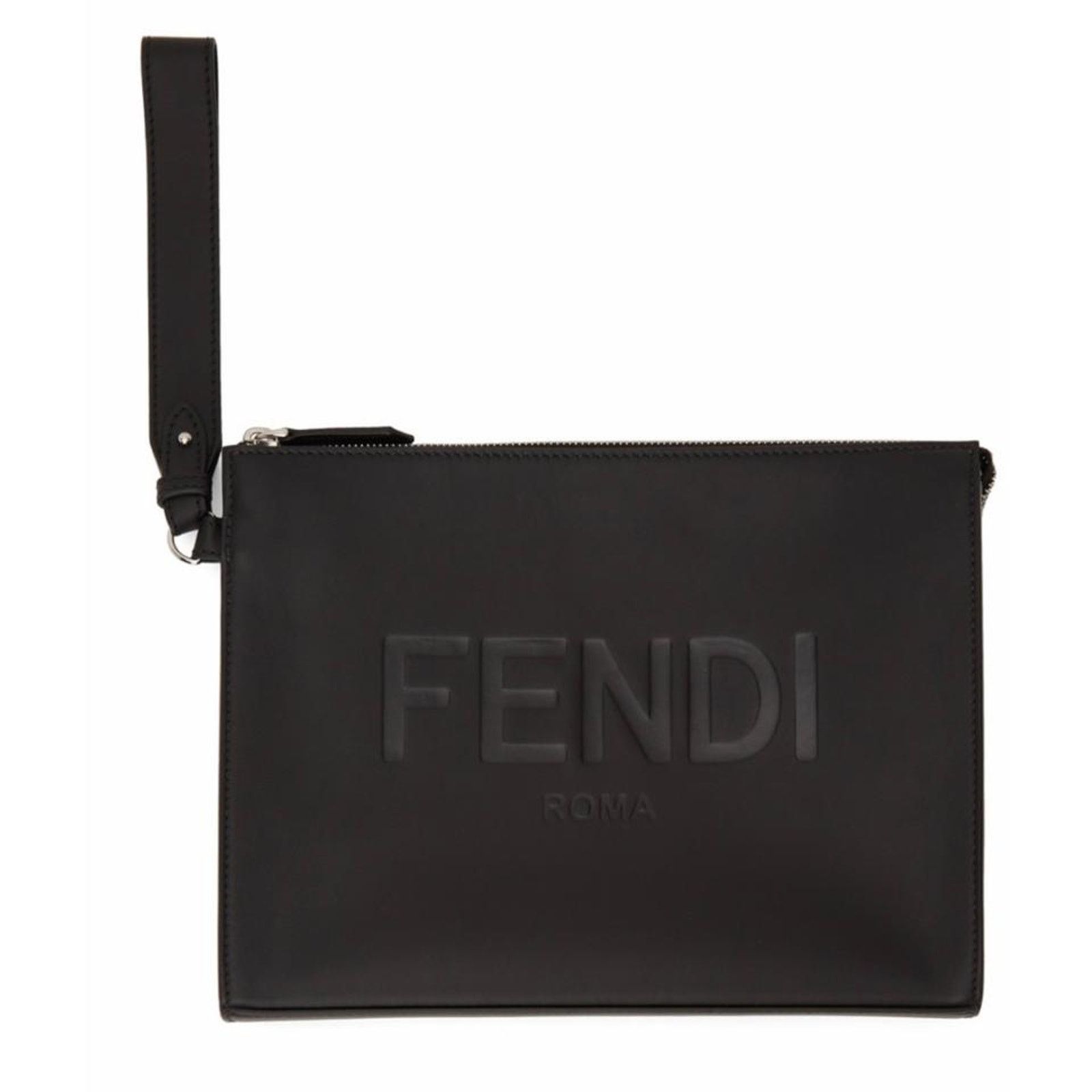 Fendi logo embossed leather wristlet pouch Size ONE SIZE - 1 Thumbnail