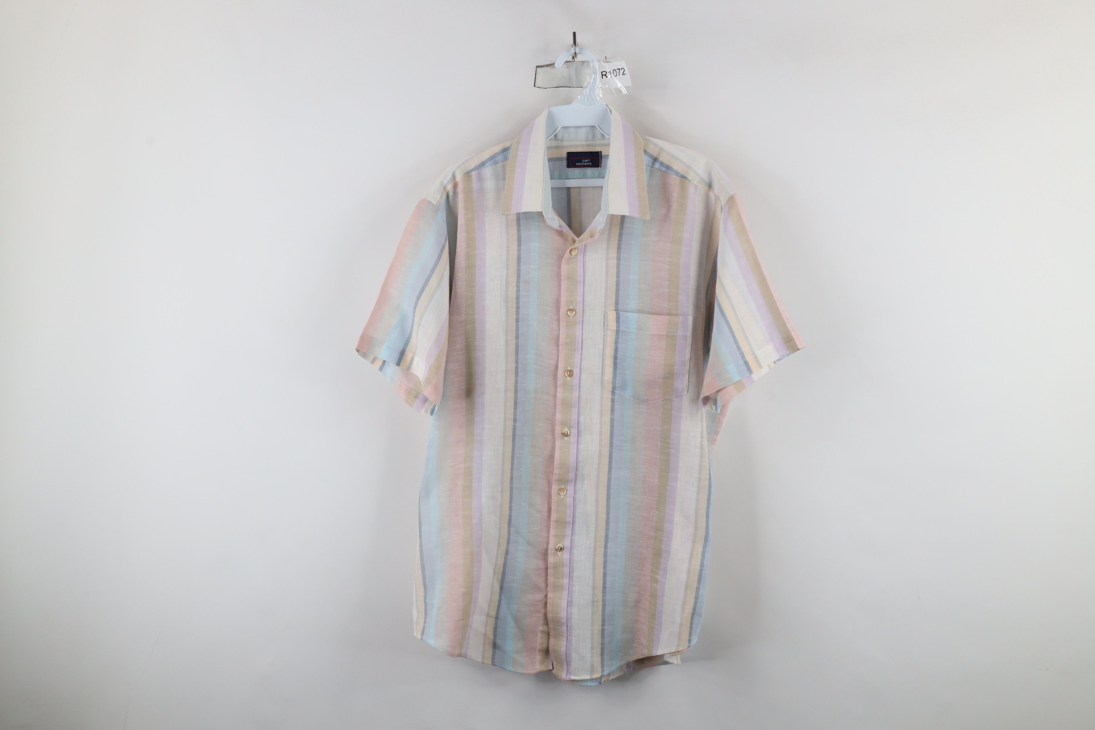 Vintage Vintage 70s Streetwear Linen Short Sleeve Button Shirt USA Size US L / EU 52-54 / 3 - 1 Thumbnail
