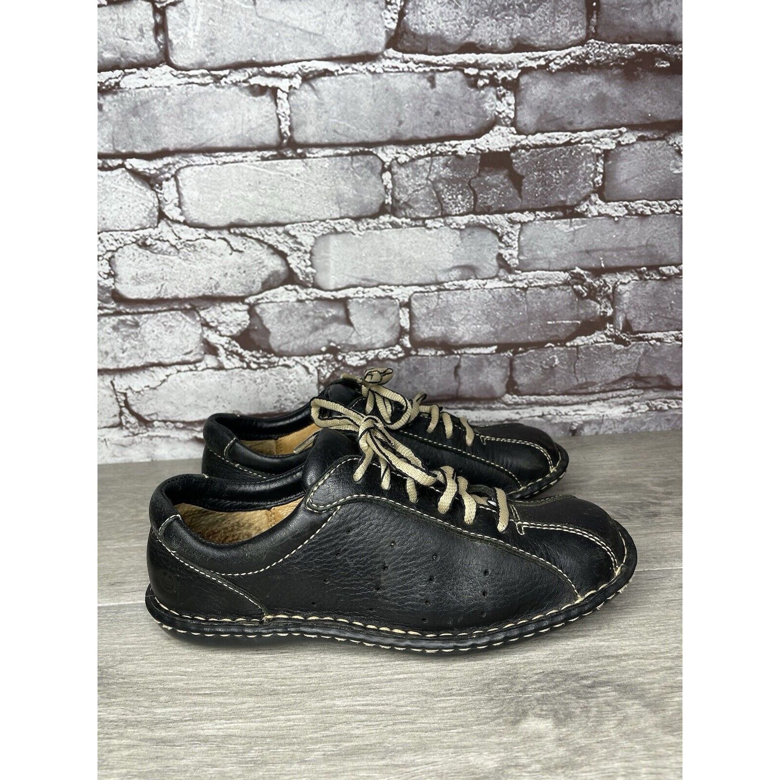 Born Born Black Leather Bicycle Lace Up Casual Comfort Shoes Wome Size US 6.5 / IT 36.5 - 17 Thumbnail