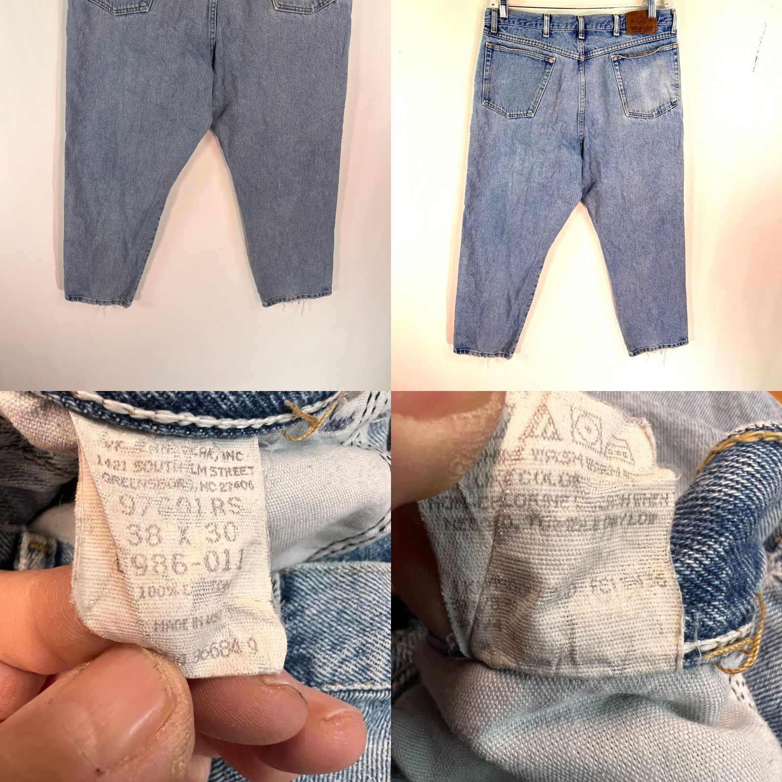 Wrangler VINTAGE Wrangler Jeans Mens 38x30 Straight Blue USA 5-Pocket Denim Distressed High Rise Waist 38 Regular Mens Size US 38 / EU 54 - 8 Thumbnail