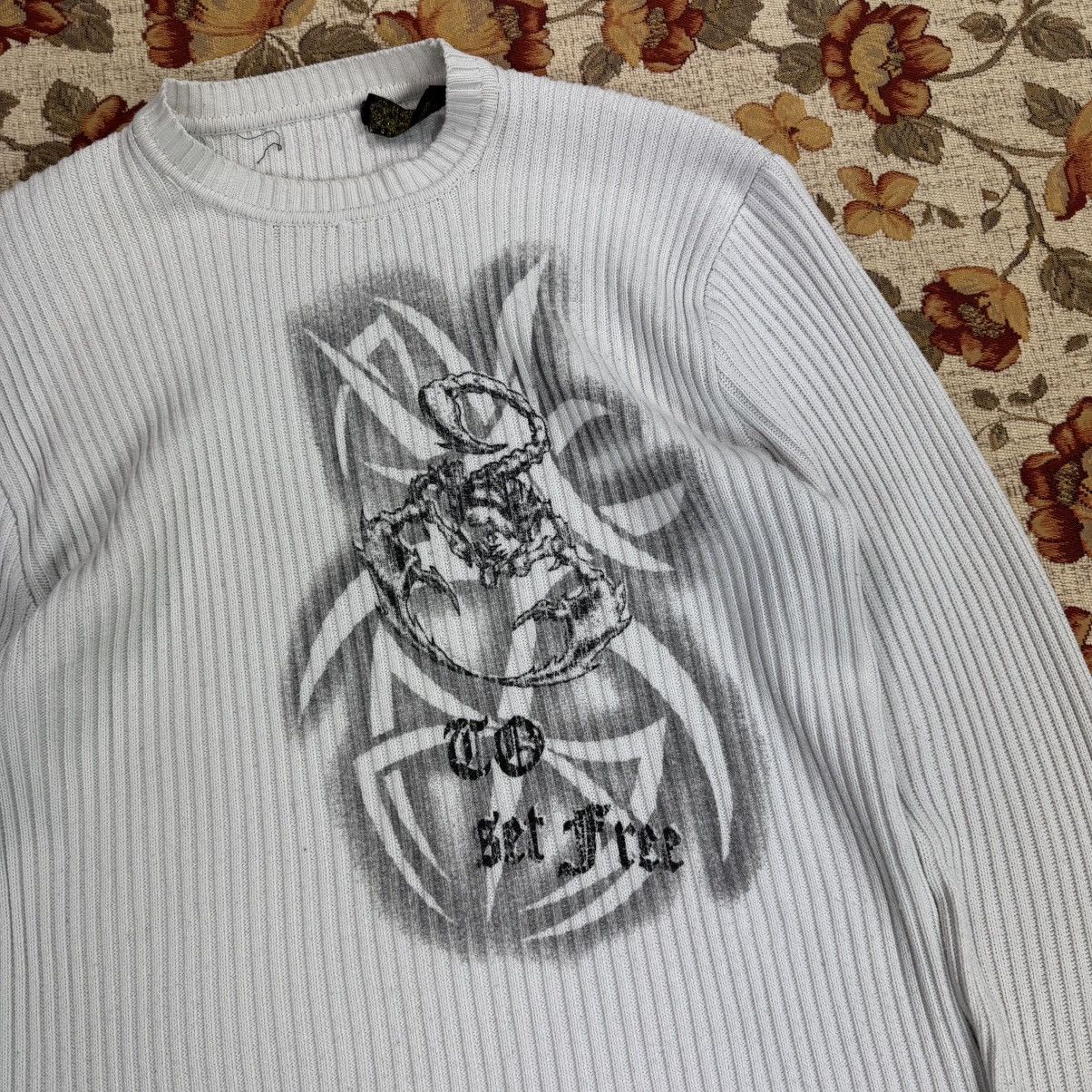 Japanese Brand Japanese Scorpion print 3D Knit White y2k tribal swag drip Size US L / EU 52-54 / 3 - 9 Thumbnail