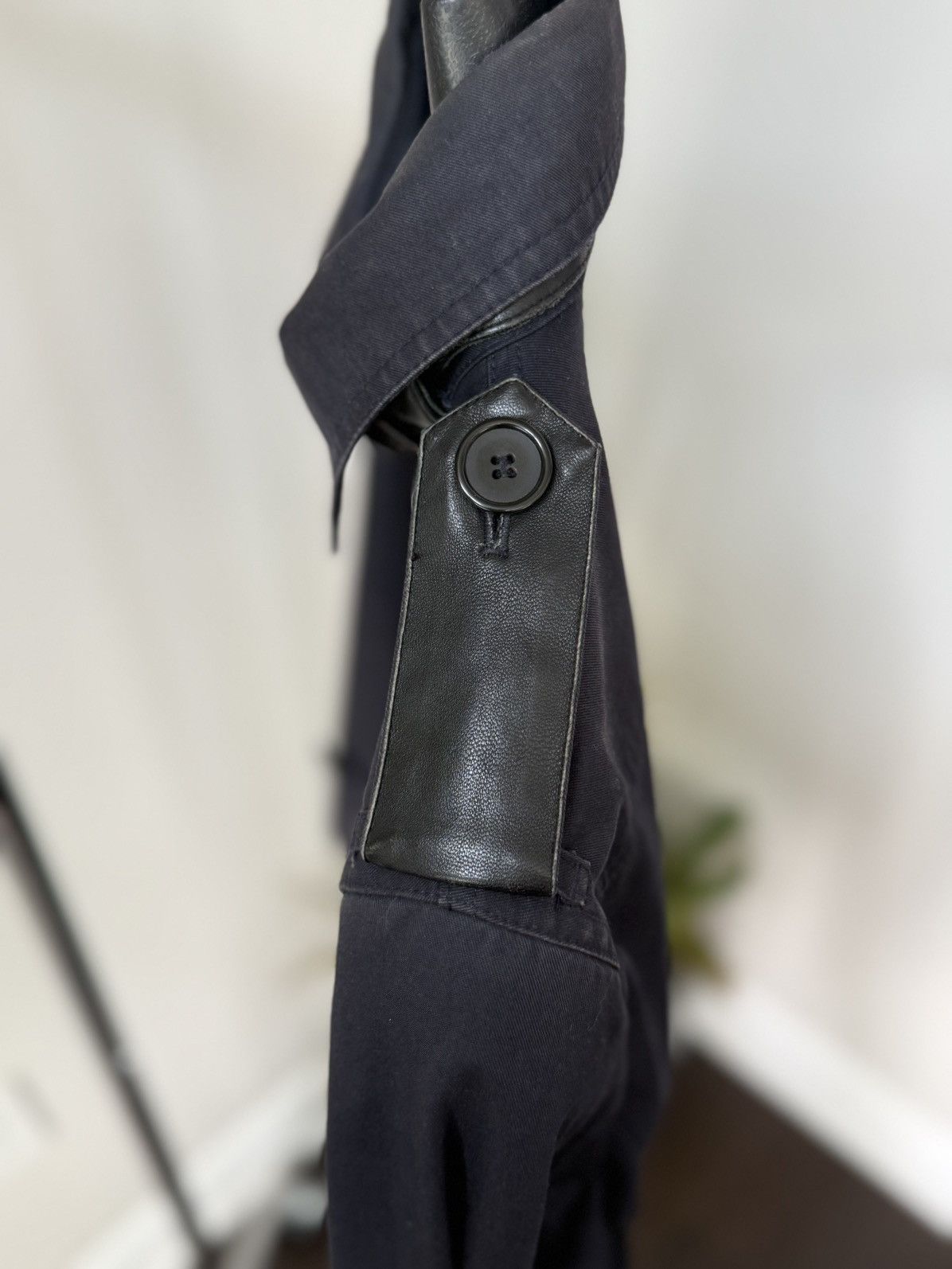 Sandro Sandro Paris Navy Double Breasted Raincoat Leather Details Size M / US 6-8 / IT 42-44 - 14 Thumbnail