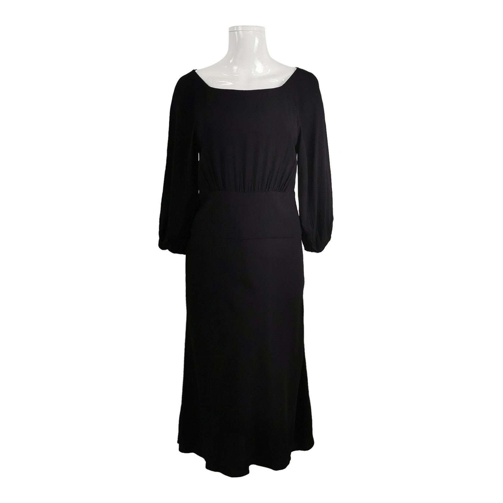 knee length dresses for ladies Prada Cream Long Sleeve Midi Dress with Lace Trim Detail Size IT 44 (U –  Sellier main image 0