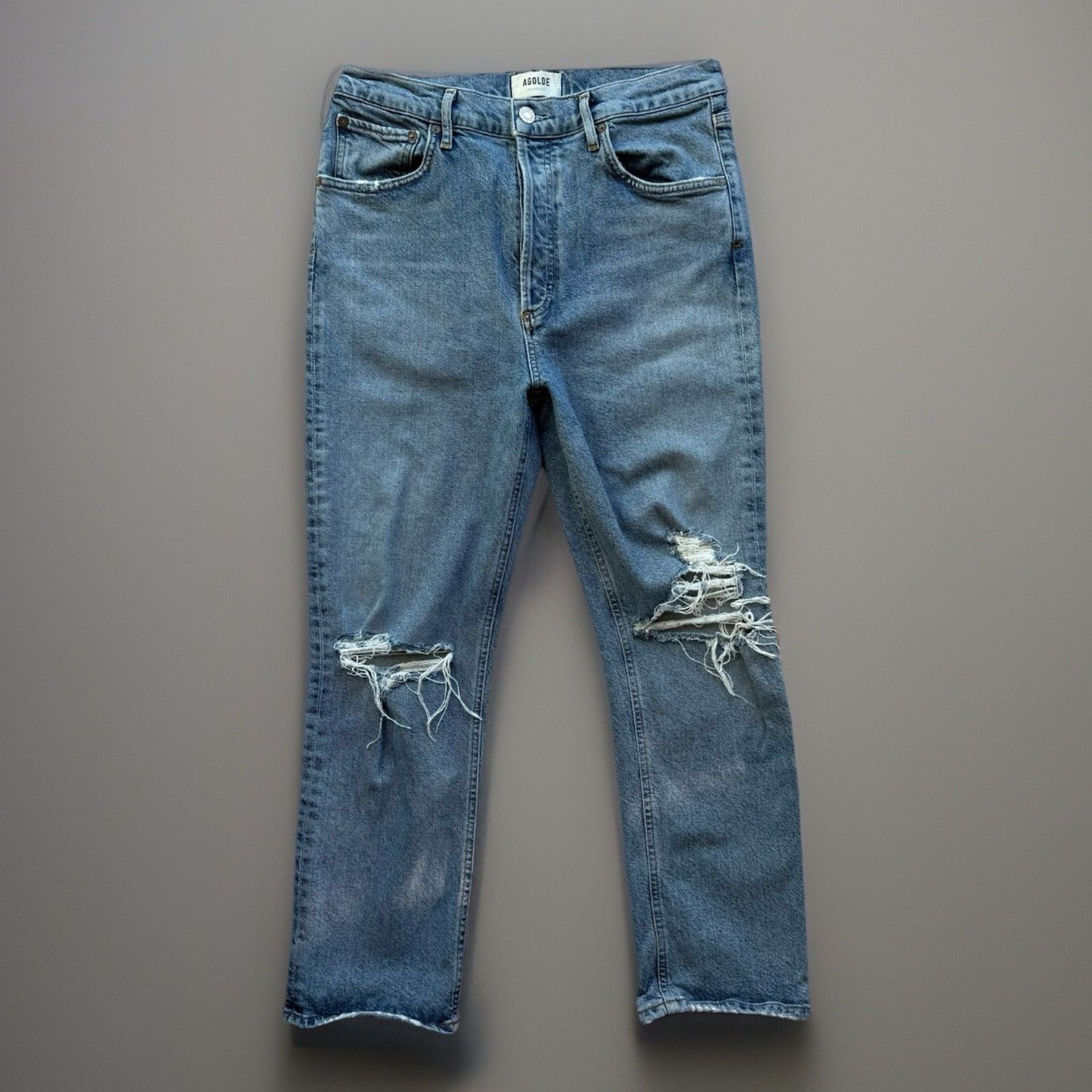 Agolde Agolde Riley Crop Jeans Women's 29 Blue High Rise Glam Size 29" - 1 Thumbnail