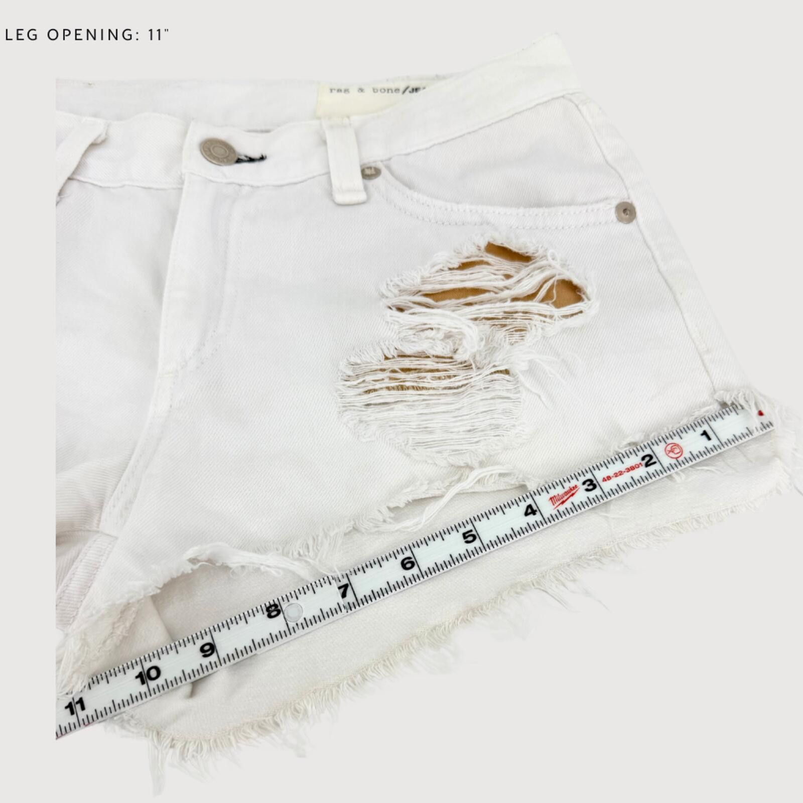 Rag & Bone Rag & Bone Marin Distressed Denim Shorts White 25 Size 25" / US 0 / IT 36 - 9 Thumbnail