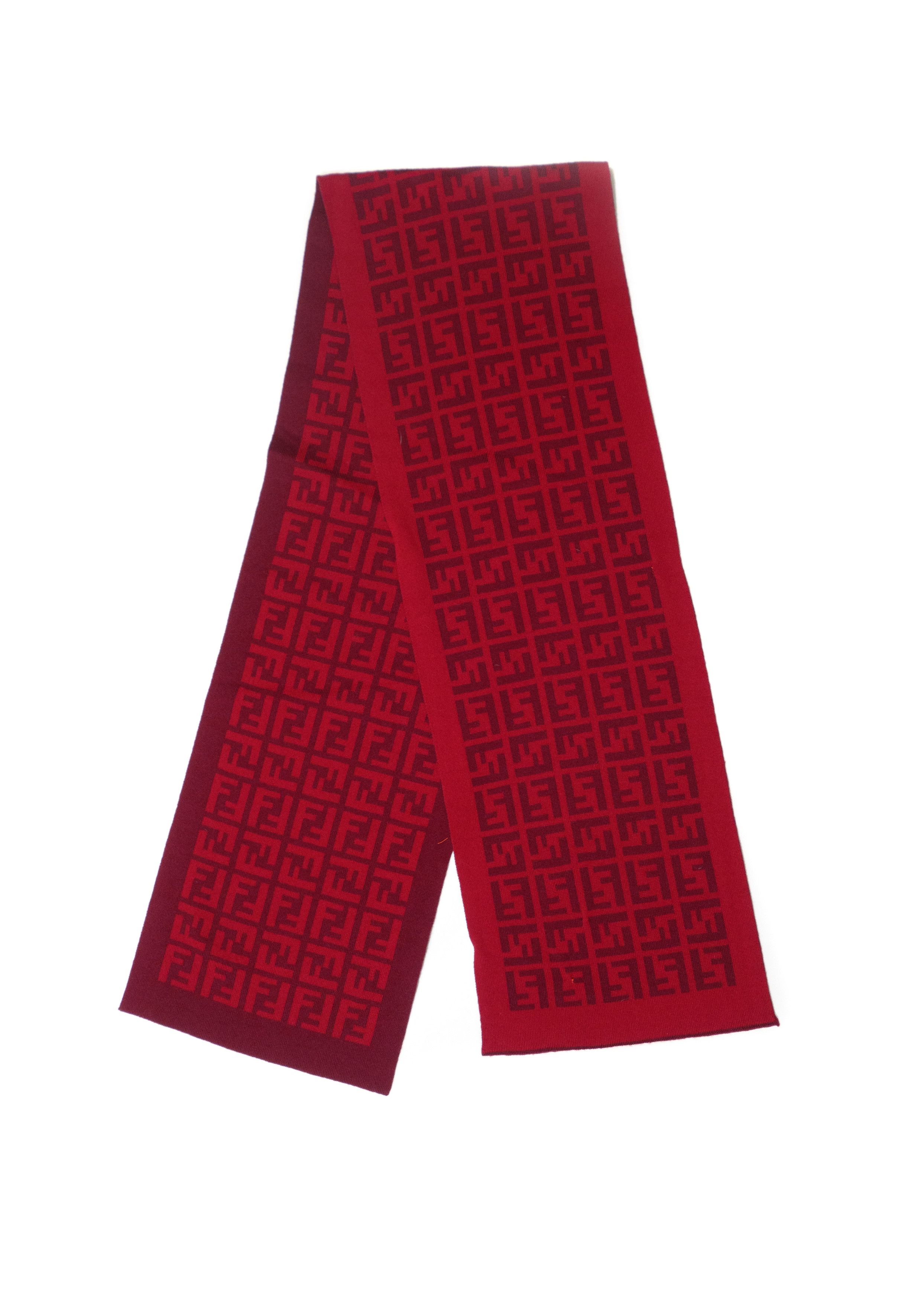 Fendi 00s FF Logo Zucca Monogram Wool Scarf Size ONE SIZE - 3 Thumbnail