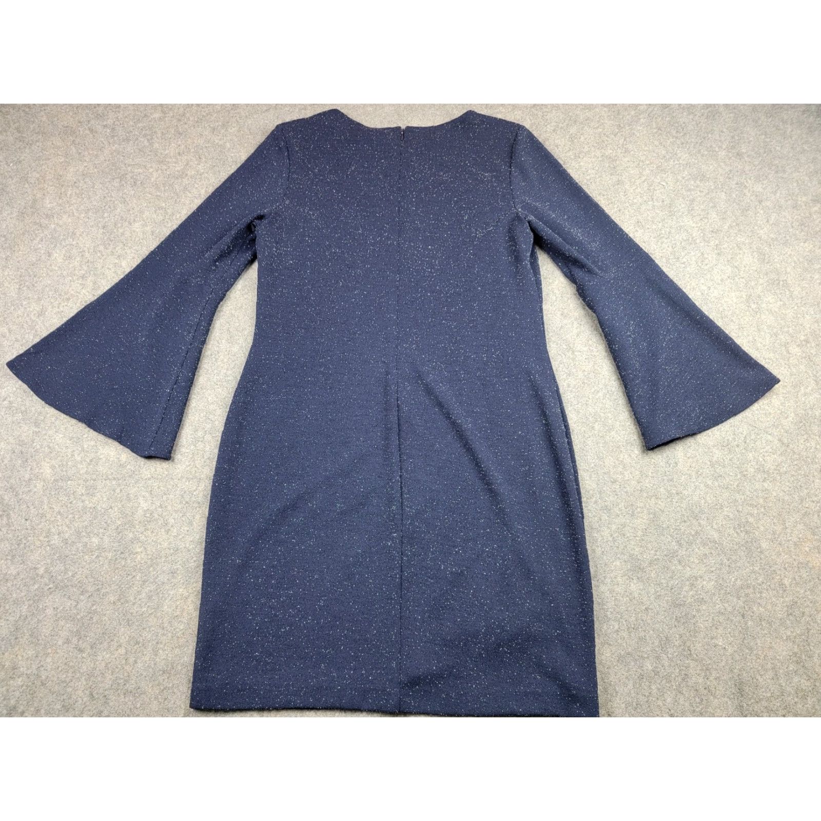 Ralph Lauren Lauren Ralph Lauren Dress Womens 12 Navy Blue Bell Sleeve Metallic Sheath Party Dress Size XL / US 12-14 / IT 48-50 - 7 Thumbnail