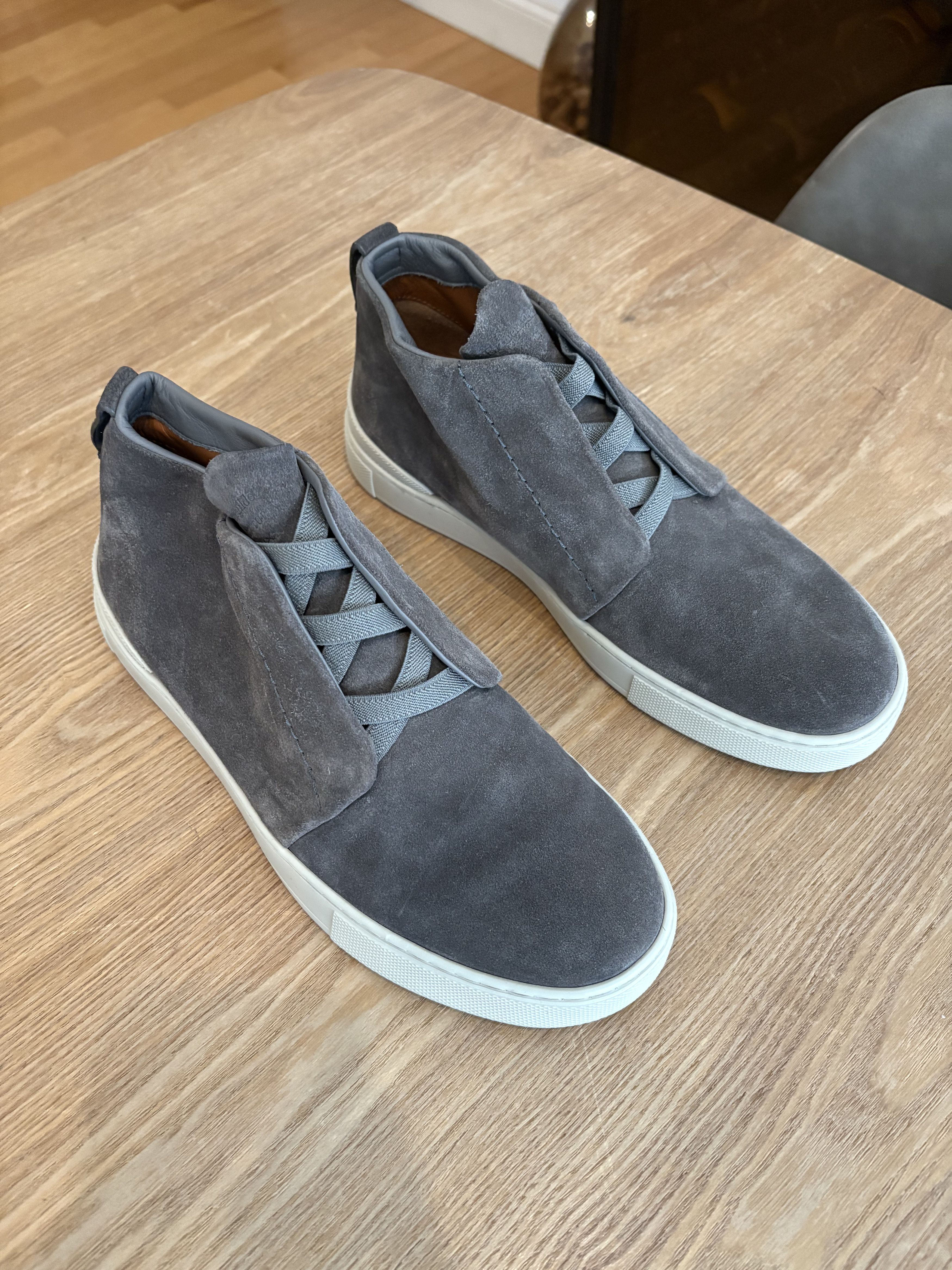 Ermenegildo Zegna Zegna Triple Stitch Sneakers – Gray Suede & Leather Size US 8 / EU 41 - 2 Thumbnail