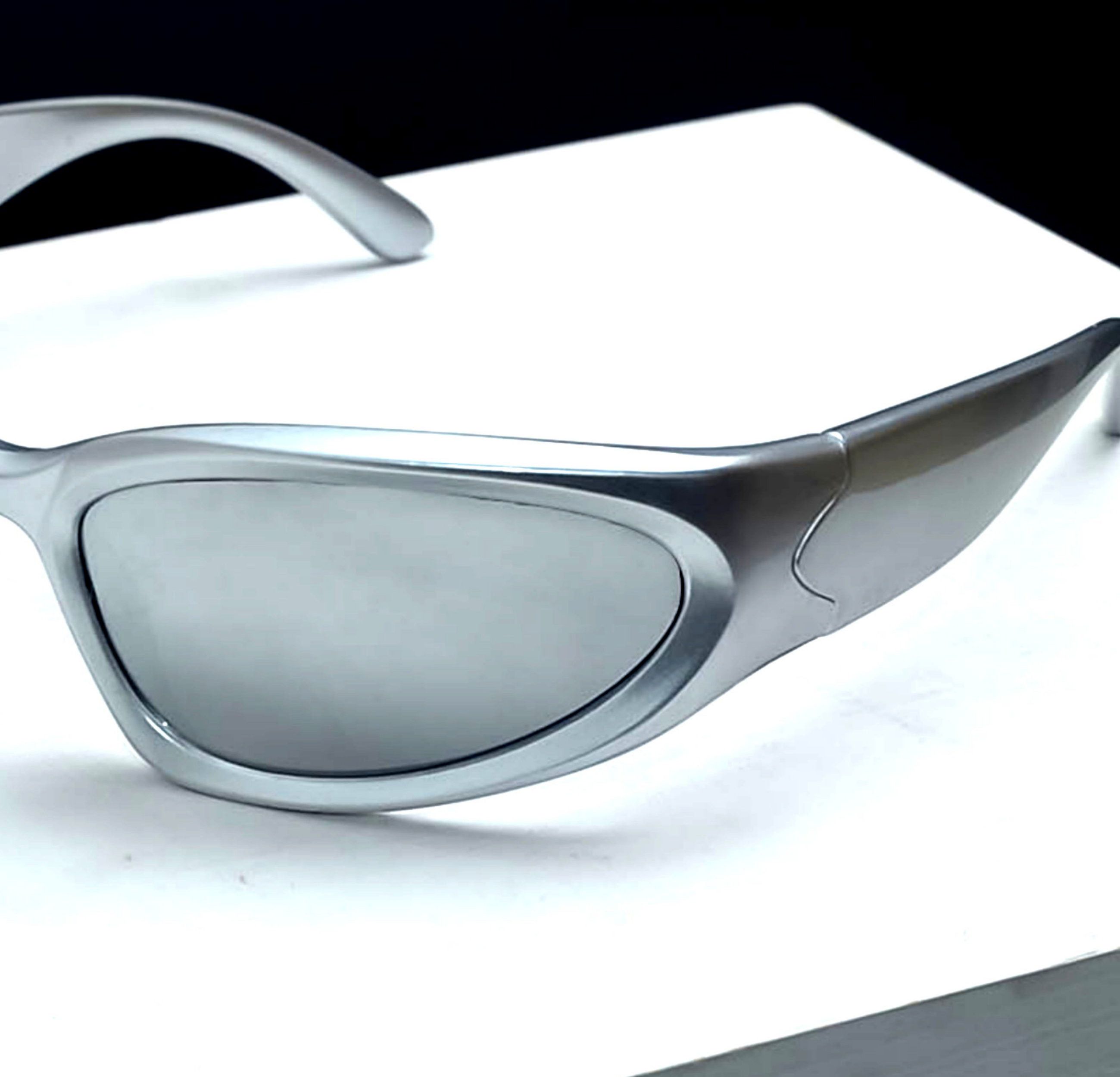Vintage Punk Silver Cat Eye Aviation Driving Sunglasses Cyber Rave Size ONE SIZE - 2 Thumbnail