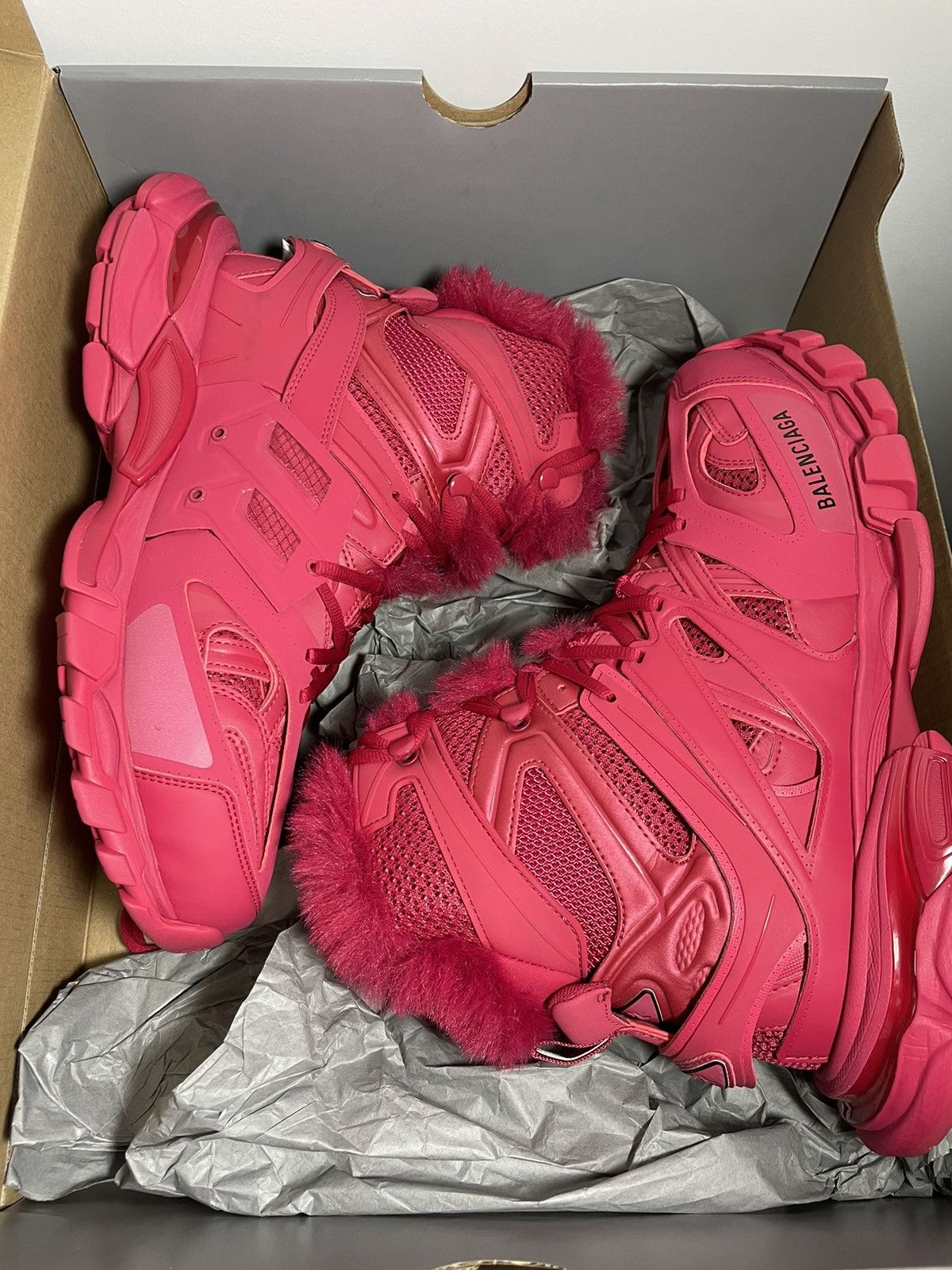 Pre-owned Balenciaga Track Hike Boots In Red