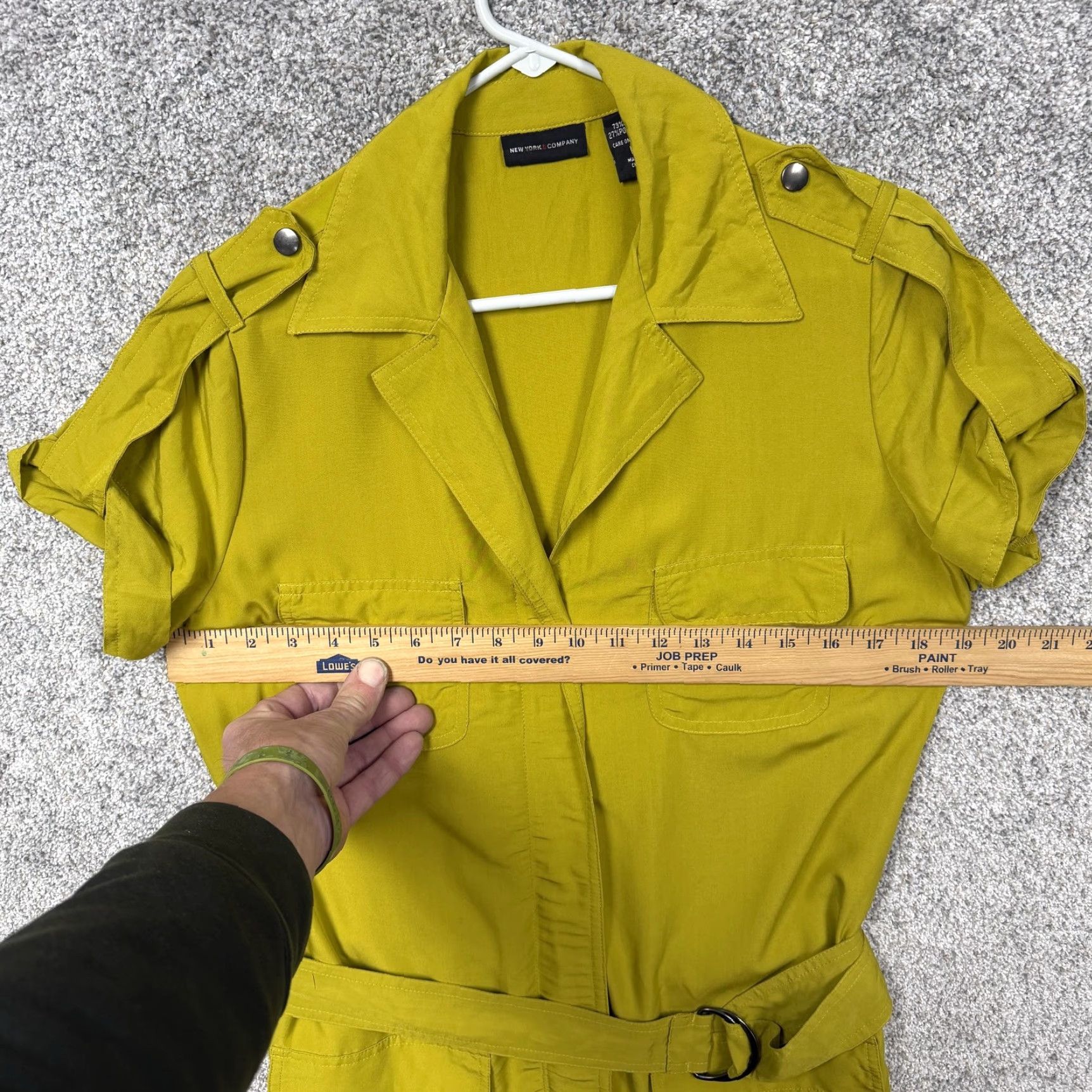 Vintage New York & Company Shirt Dress M Belted Safari Retro 70s Utility Military Office Women Size M / US 6-8 / IT 42-44 - 2 Thumbnail