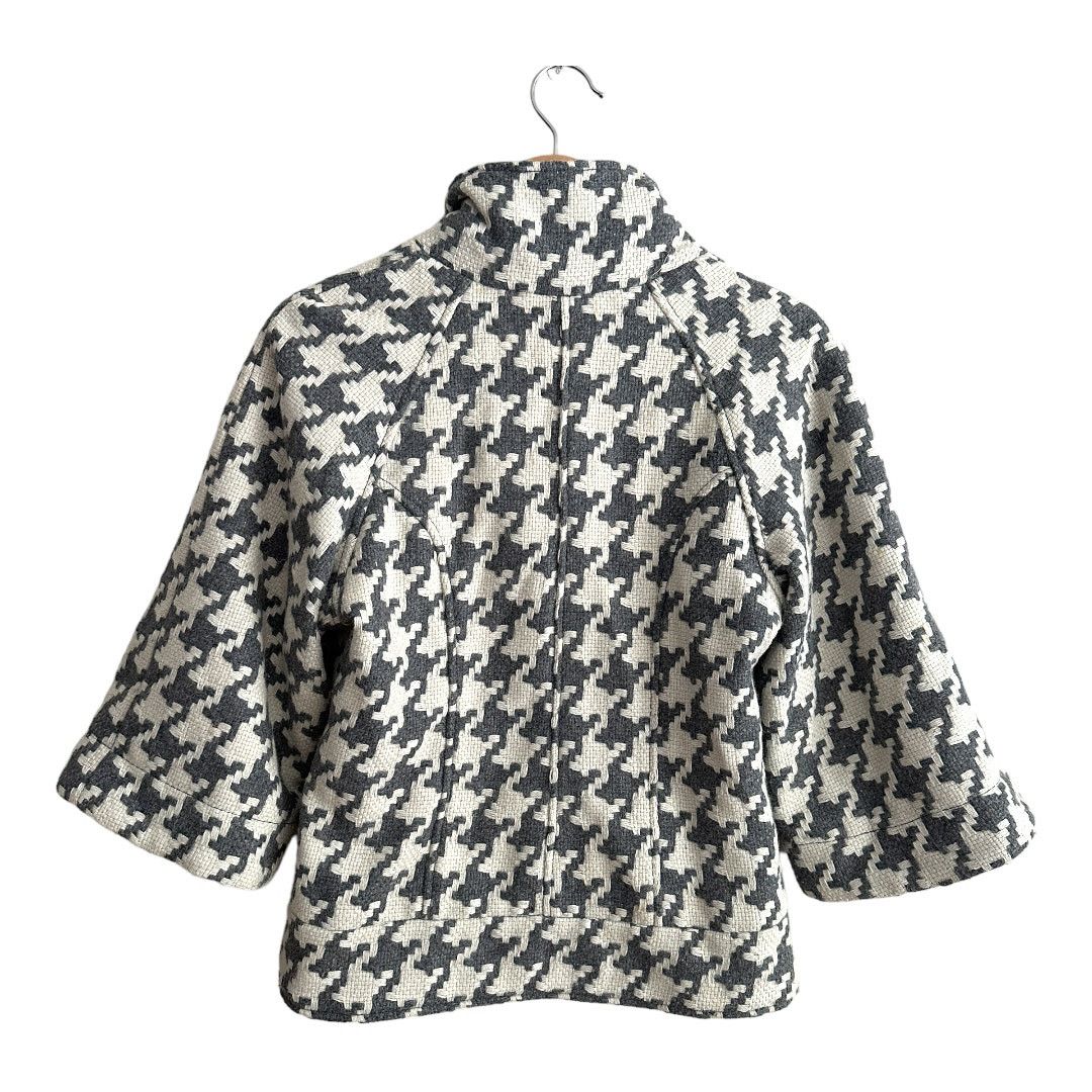 BB Dakota Gray White Houndstooth Plaid Check Jacket Wool Blend S Small Size S / US 4 / IT 40 - 4 Thumbnail