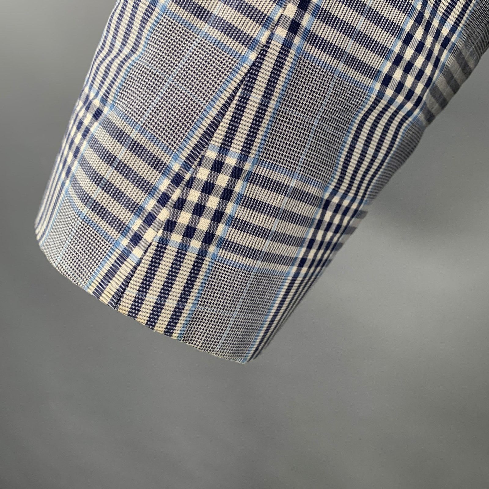 Brooks Brothers Black Fleece BLACK FLEECE Size 42 Navy White Plaid Cotton Silk Sport Coat Size 42R - 7 Thumbnail