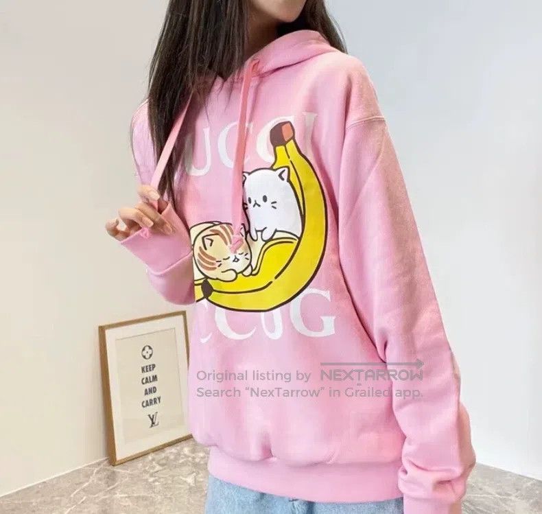 Gucci Gucci Co-branded pink logo letter cat print cotton hooded Size S / US 4 / IT 40 - 7 Thumbnail