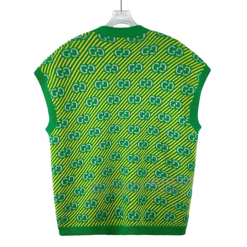 Gucci Gucci Green oblique stripe logo jacquard full print wool V Size XS / US 0-2 / IT 36-38 - 2 Thumbnail