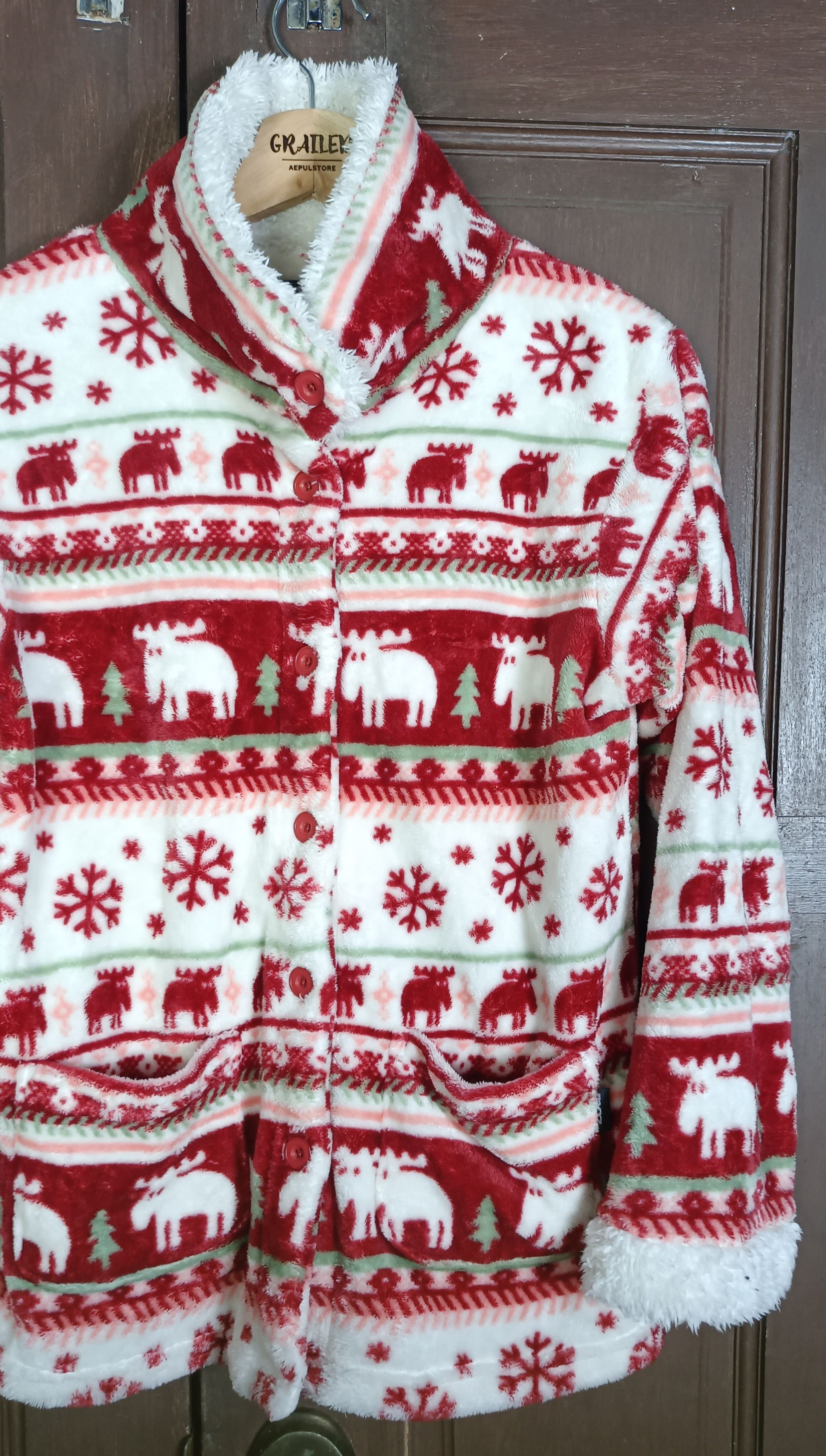 Japanese Brand Moz Sweden Fleece Christmas Printed Size US M / EU 48-50 / 2 - 7 Thumbnail